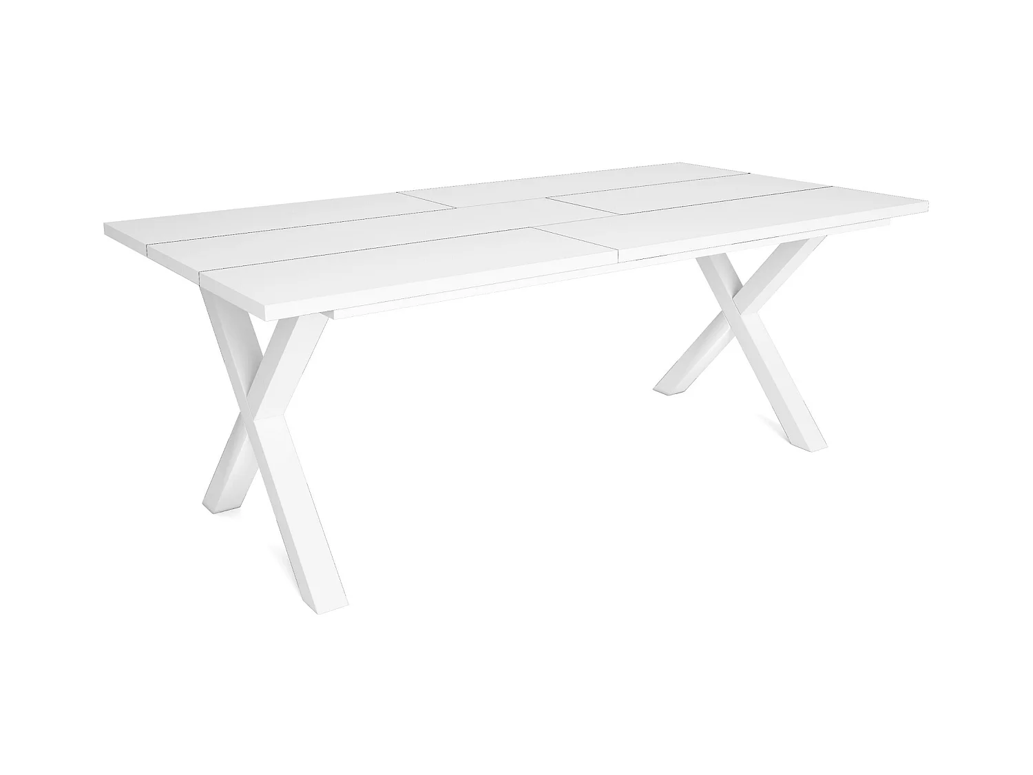 Mesa de Comedor, 10 Comensales, 194x90x75cm, Robusta y estable gracias a su estructura y patas macizas, Blanco, Estilo Industrial