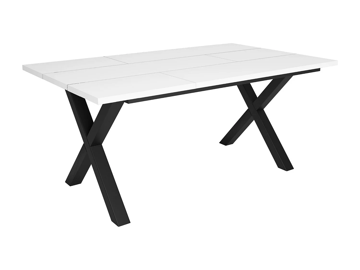 Table à manger, 8 personnes, 167x90x75cm, Robuste et stable grâce à sa structure et aux pieds solides, Blanc, Style industriel
