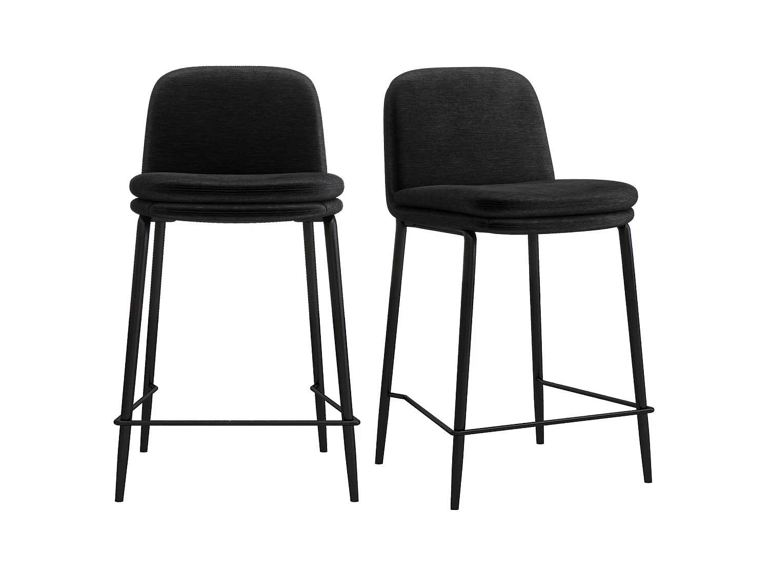 NOLAN-Sedia da bar in metallo nero e tessuto nero (x2)