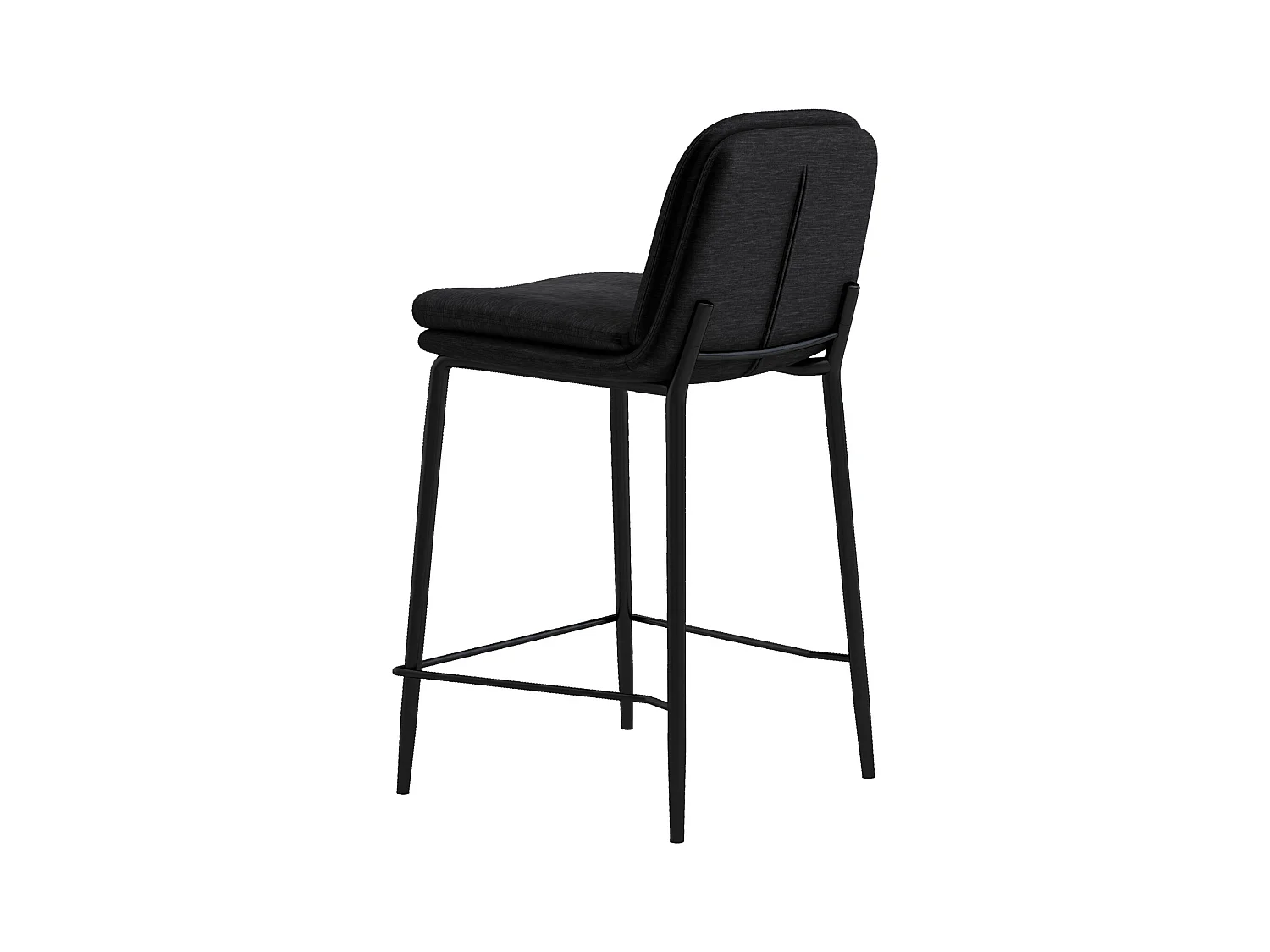 NOLAN-Sedia da bar in metallo nero e tessuto nero (x2)