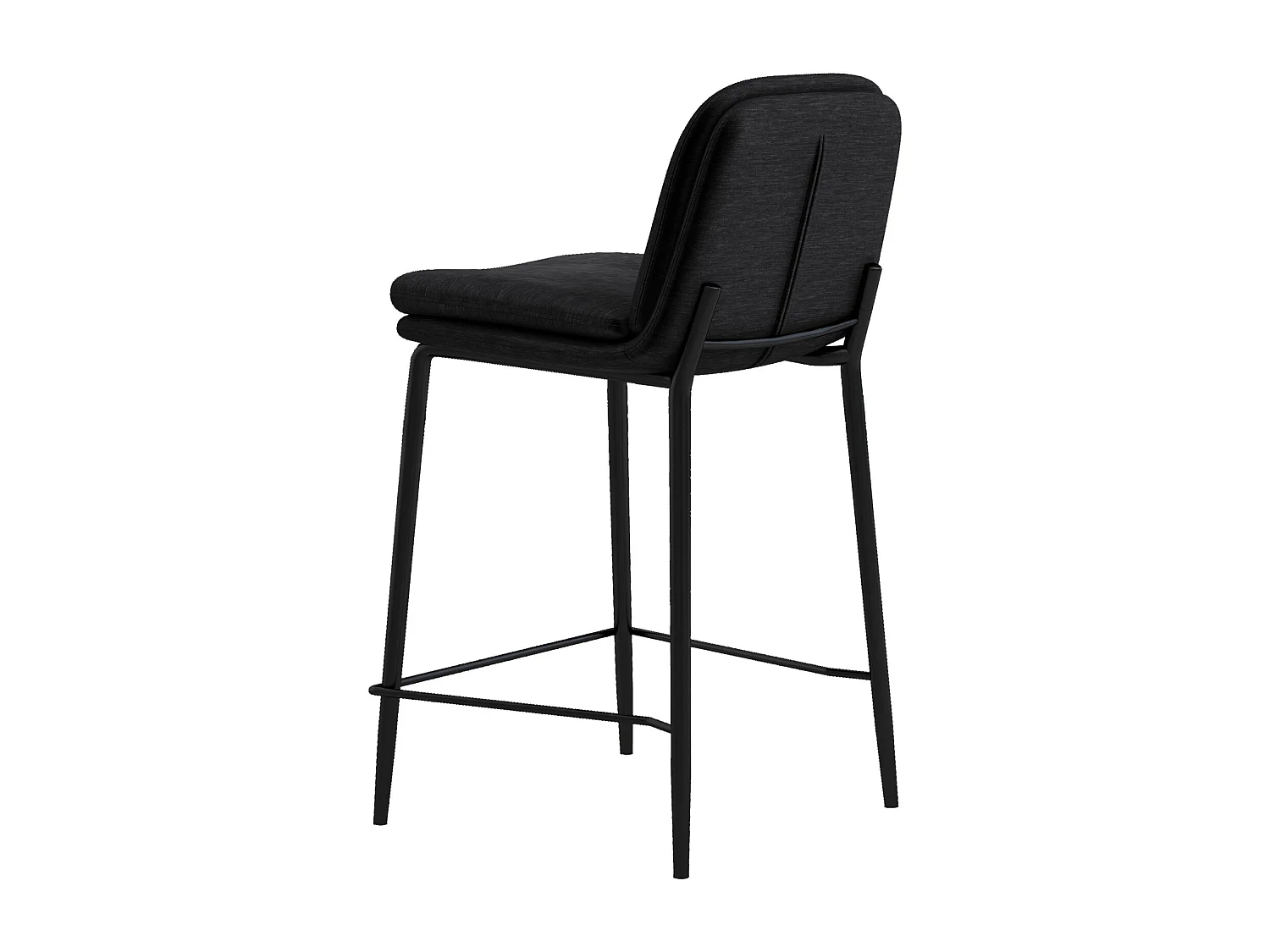 NOLAN-Chaise de bar tissu Retro Noir (x2)