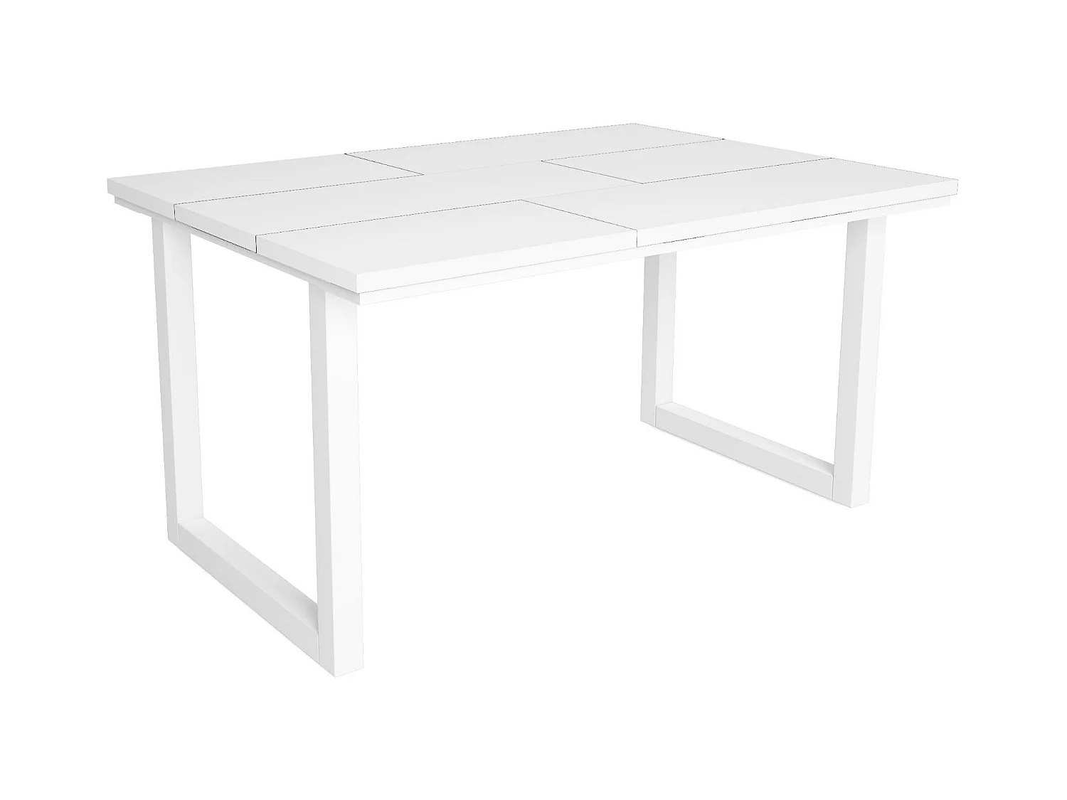Table à manger, 6 personnes, 140x90x75cm, Robuste et stable grâce à sa structure et aux pieds solides, Blanc, Style industriel