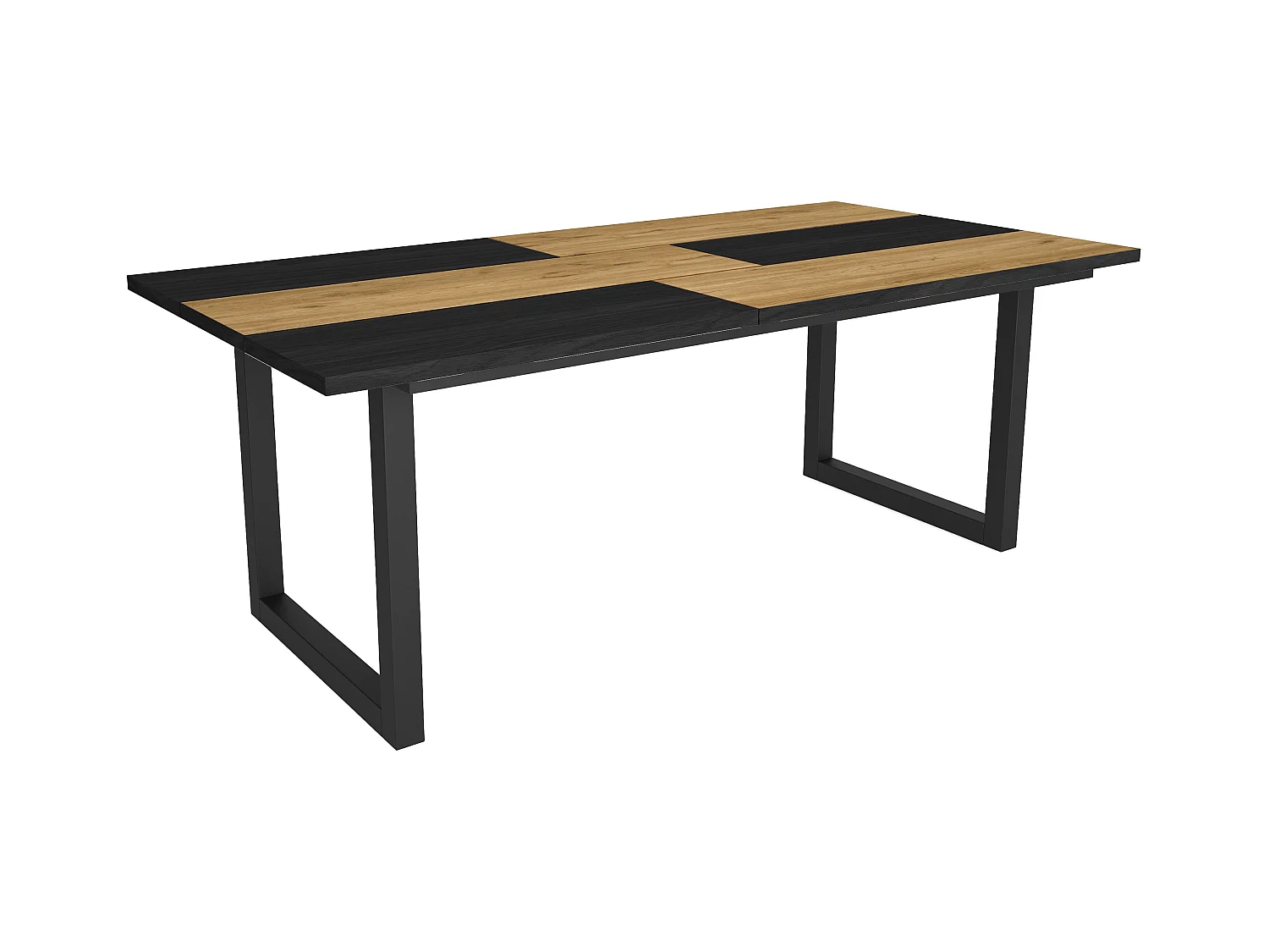 Mesa de sala de jantar, 10 pessoas, 194x90x75cm, Robusto e estável graças à sua estrutura e pernas sólidas, Carvalho e Black, Estilo industrial