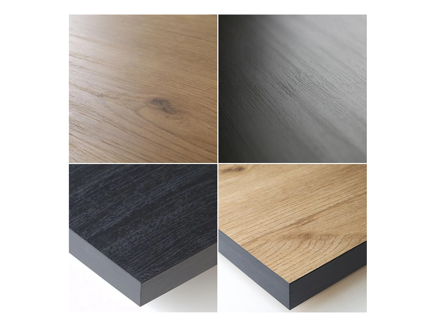 Eettafel, 6 personen, 140x90x75cm, Robuust en stabiel dankzij zijn structuur en solide poten, Eik en zwart, Industriële stijl