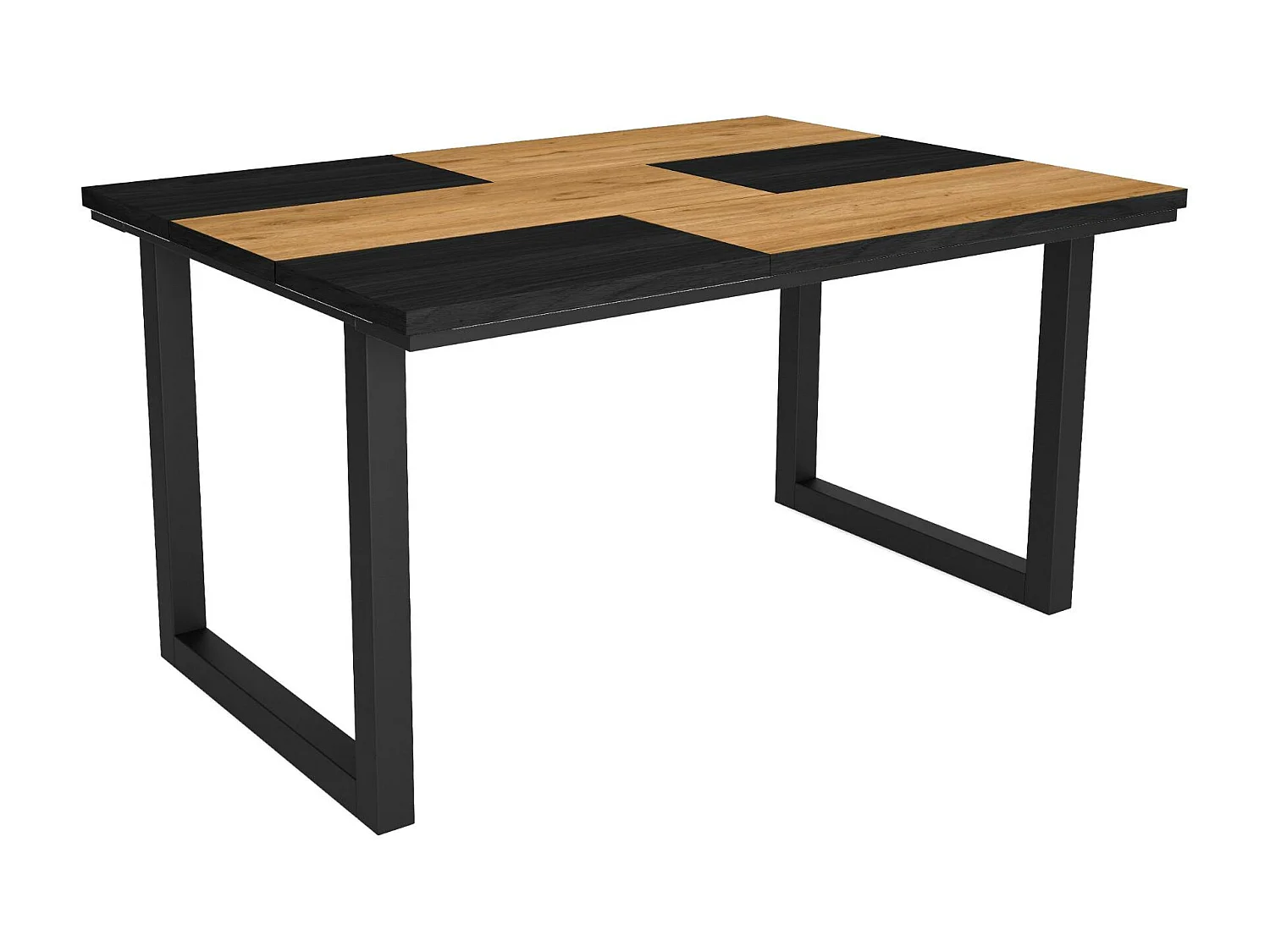 Table à manger, 6 personnes, 140x90x75cm, Robuste et stable grâce à sa structure et aux pieds solides, Chêne et noir, Style industriel