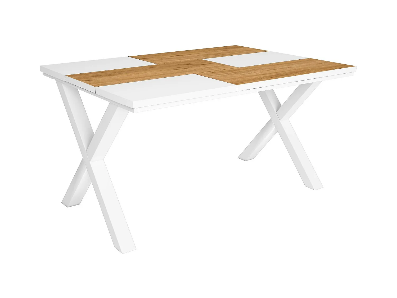 Table à manger, 6 personnes, 140, Robust, structure stable, pieds solides, Chêne et blanc