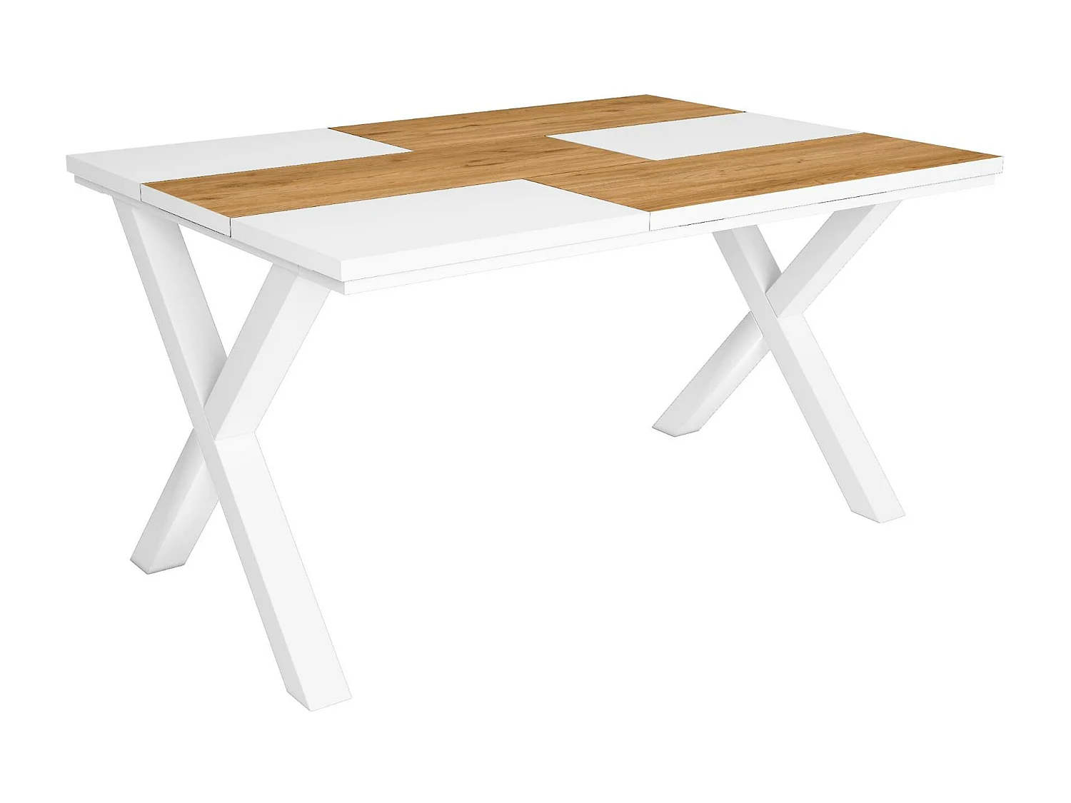 Table à manger, 6 personnes, 140, Robust, structure stable, pieds solides, Chêne et blanc