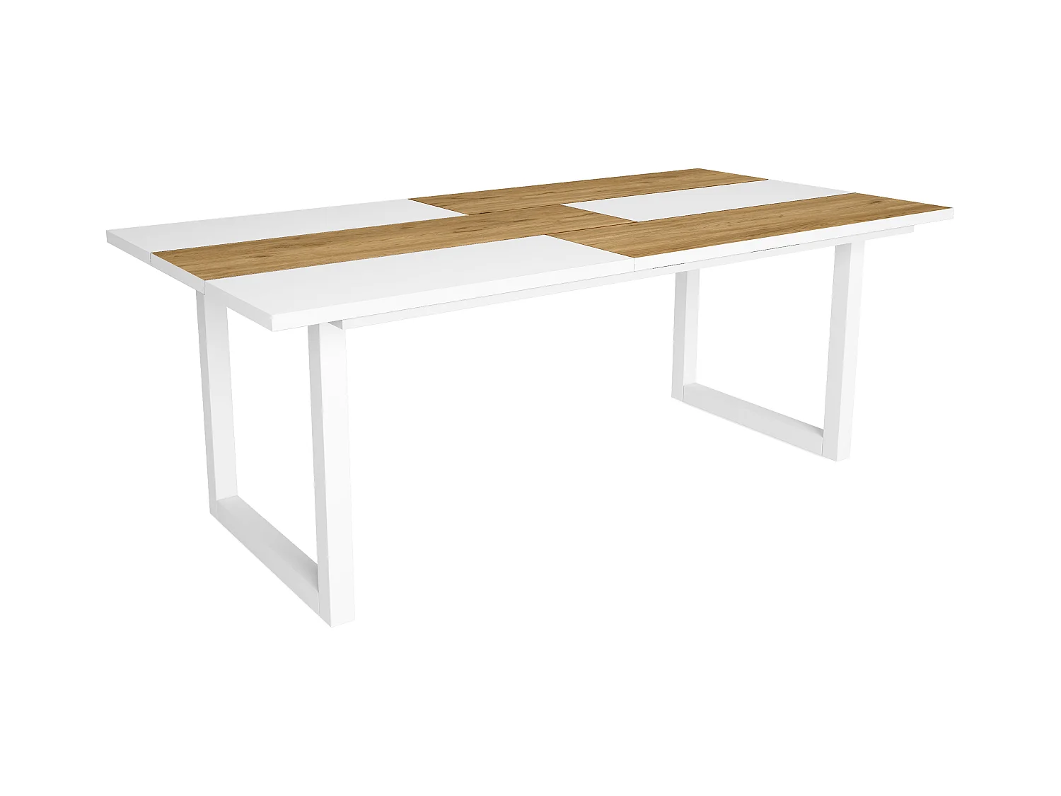 Mesa de sala de jantar, 10 pessoas, 194x90x75cm, Robusto e estável graças à sua estrutura e pernas sólidas, Carvalho e branco, Estilo industrial