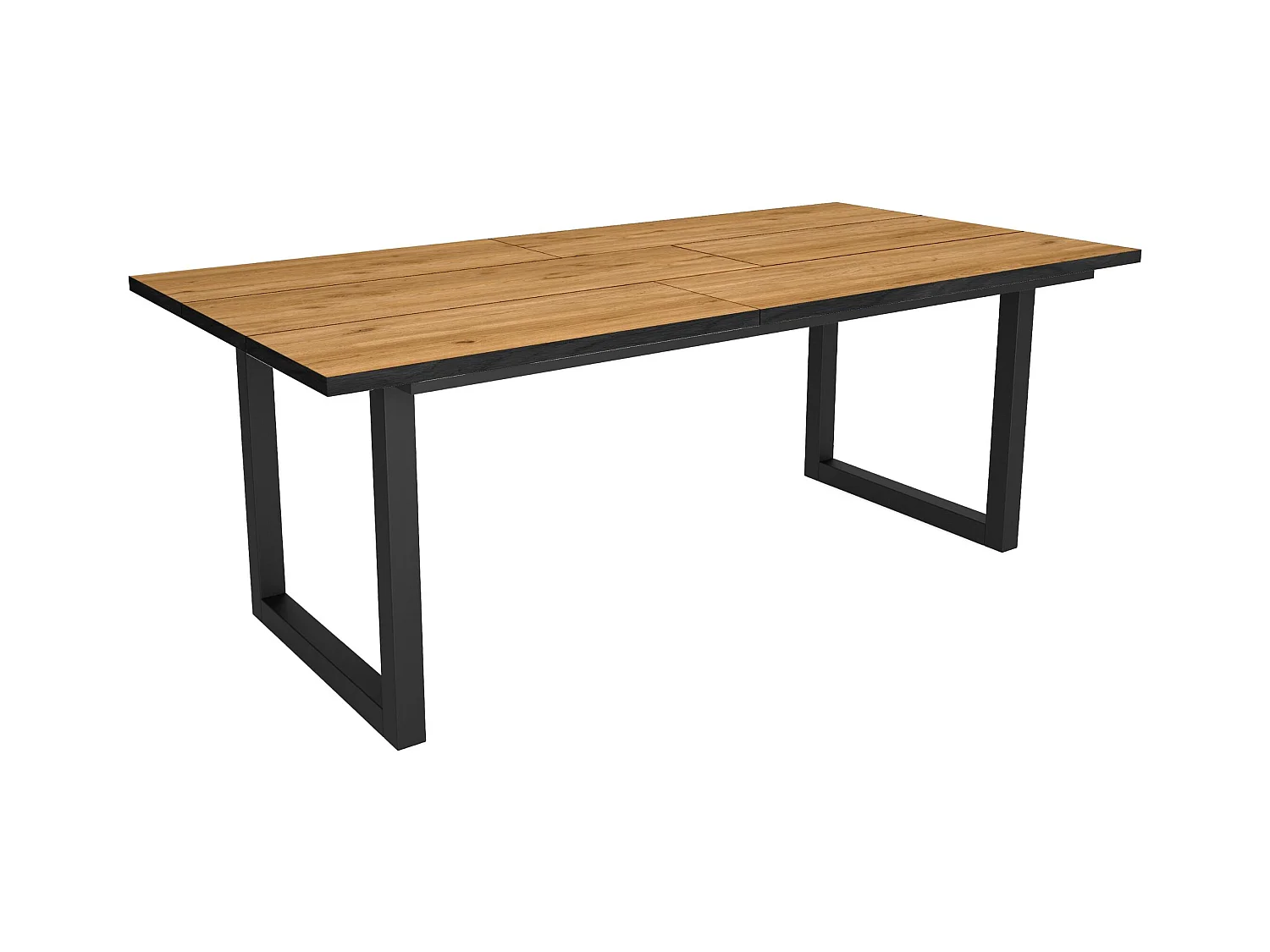 Table à manger, 10 personnes, 194x90x75cm, Robuste et stable grâce à sa structure et aux pieds solides, Chêne et noir, Style industriel