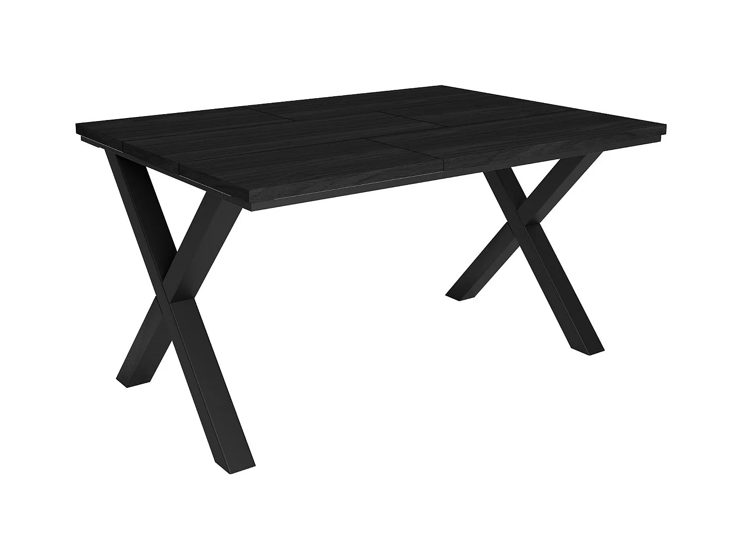 Eettafel, 6 personen, 140x90x75cm, Robuust en stabiel dankzij zijn structuur en solide poten, Zwart, Industriële stijl