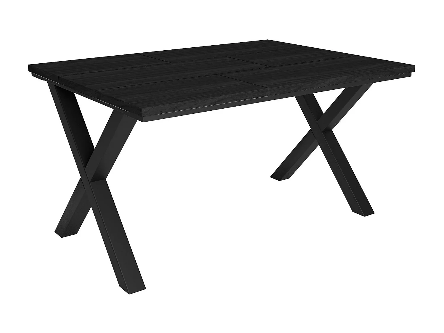 Mesa de sala de jantar, 6 pessoas, 140x90x75cm, Robusto e estável graças à sua estrutura e pernas sólidas, Preto, Estilo industrial