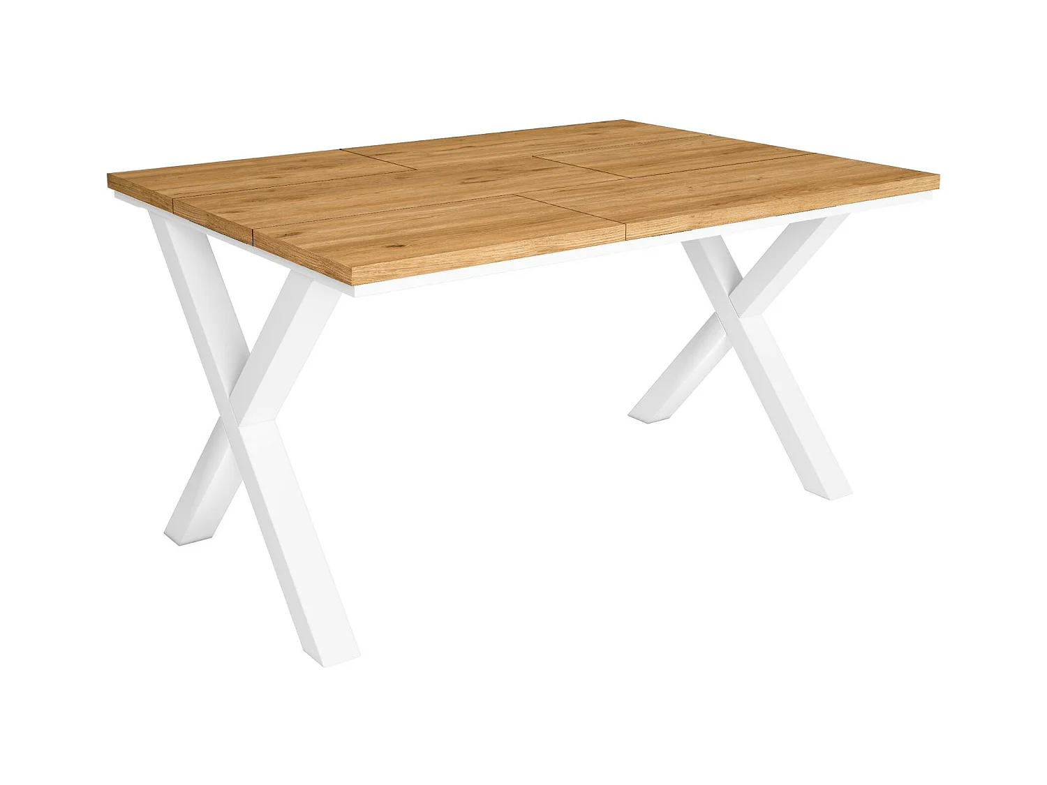Table à manger, 6 personnes, 140x90x75cm, Robuste et stable grâce à sa structure et aux pieds solides, Chêne, Style industriel