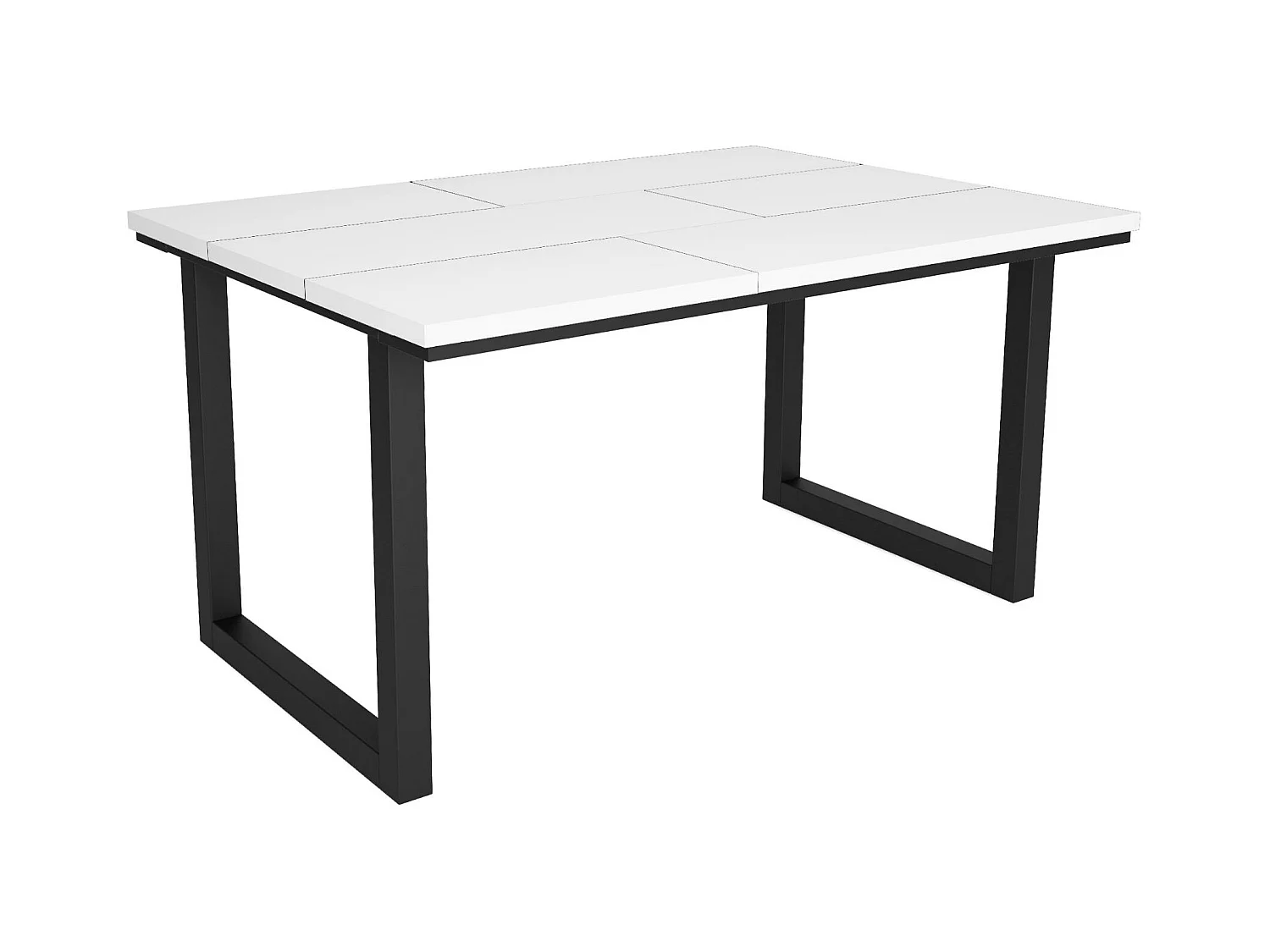 Eettafel, 6 personen, 140x90x75cm, Robuust en stabiel dankzij zijn structuur en solide poten, Wit, Industriële stijl