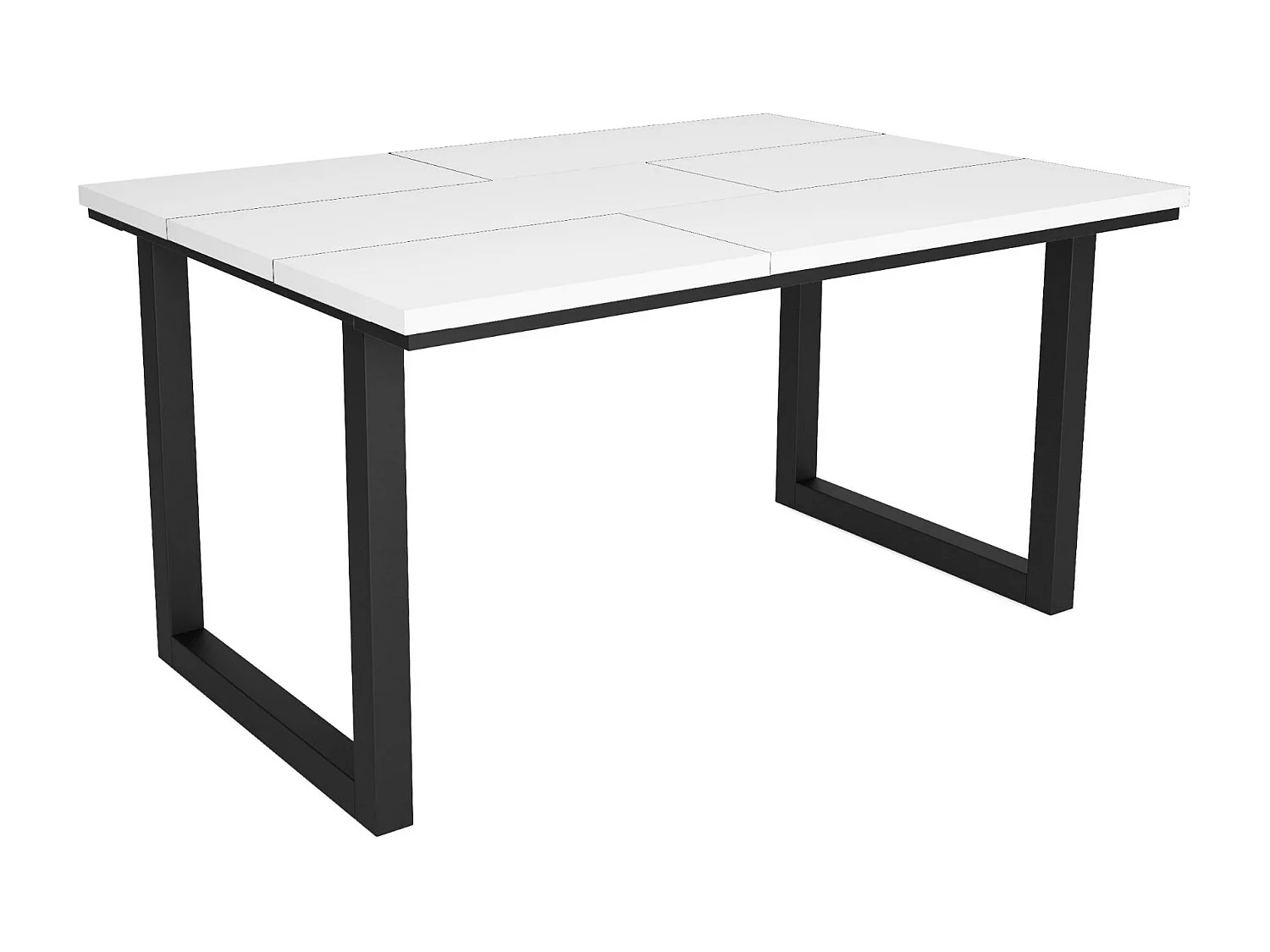 Eettafel, 6 personen, 140x90x75cm, Robuust en stabiel dankzij zijn structuur en solide poten, Wit, Industriële stijl