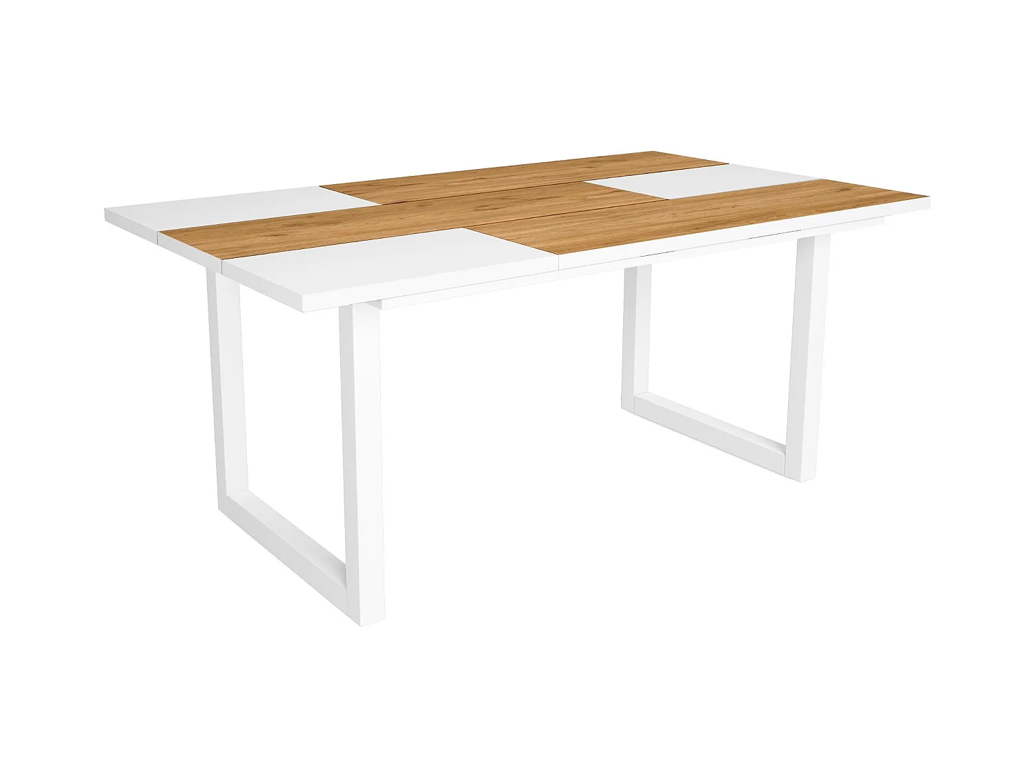 Table à manger, 8 personnes, 167x90x75cm, Robuste et stable grâce à sa structure et aux pieds solides, Chêne et blanc, Style industriel