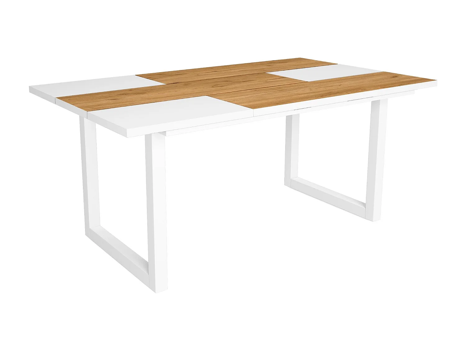 Table à manger, 8 personnes, 167x90x75cm, Robuste et stable grâce à sa structure et aux pieds solides, Chêne et blanc, Style industriel