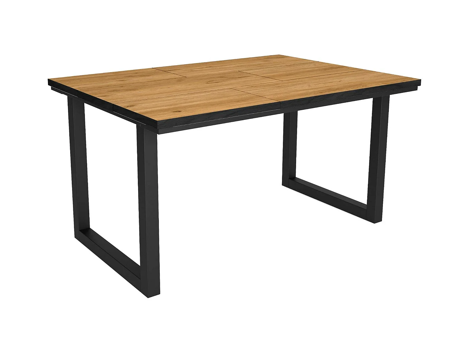 Table à manger, 6 personnes, 140x90x75cm, Robuste et stable grâce à sa structure et aux pieds solides,  Chêne et noir,  industriel