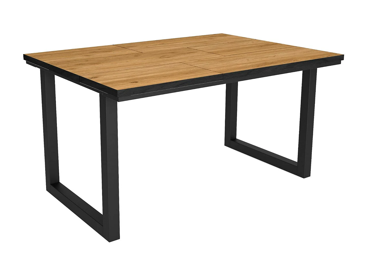 Table à manger, 6 personnes, 140x90x75cm, Robuste et stable grâce à sa structure et aux pieds solides,  Chêne et noir,  industriel