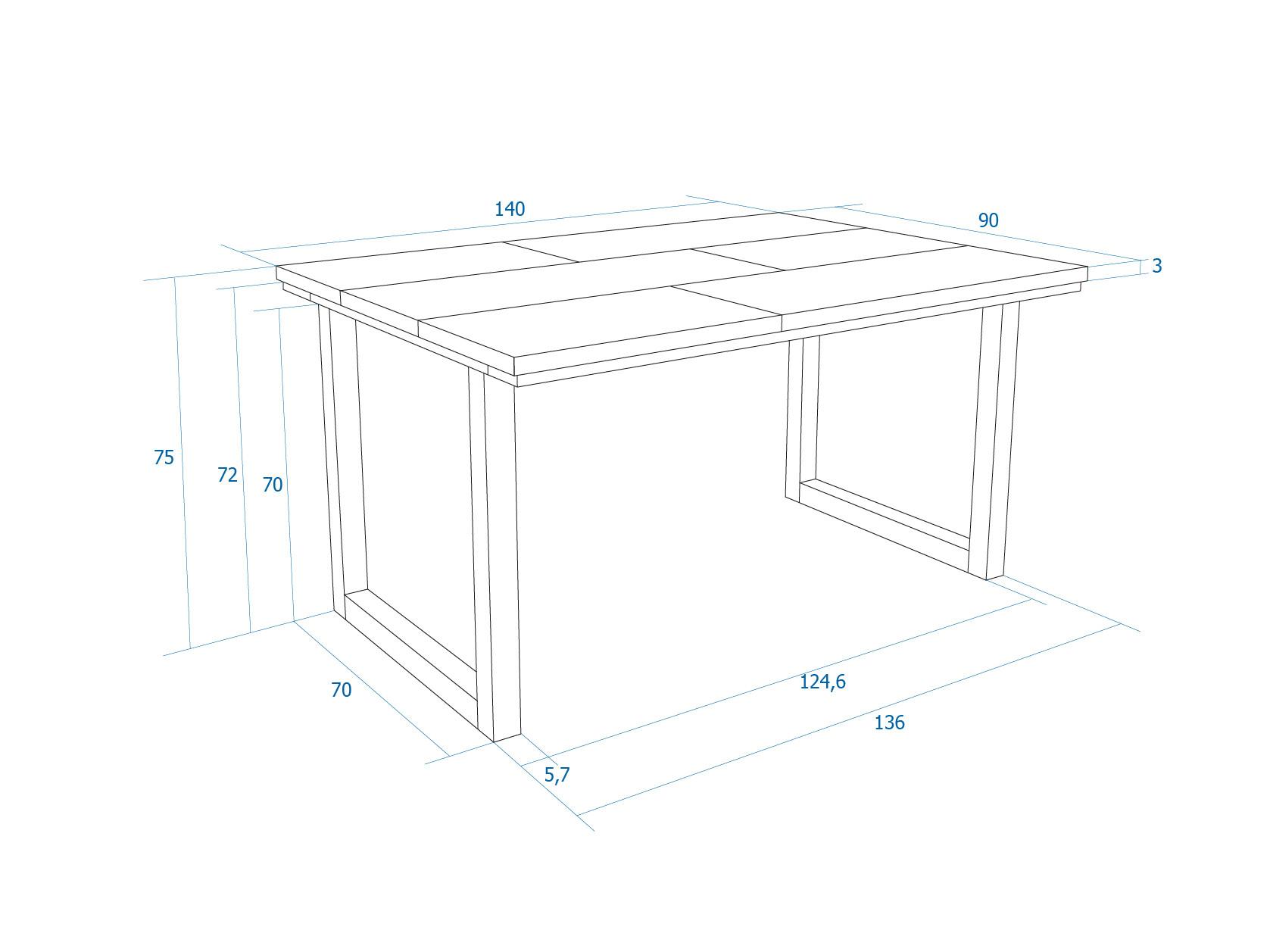 Table à manger, 6 personnes, 140, Robuste et stable grâce à sa ...
