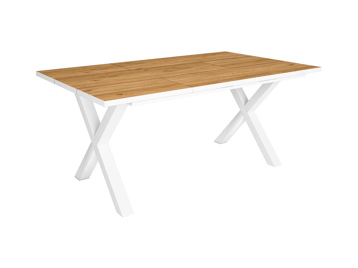 Eettafel, 8 personen, 167x90x75cm, Robuust en stabiel dankzij zijn structuur en solide poten, Eiken en witte , Industriële stijl