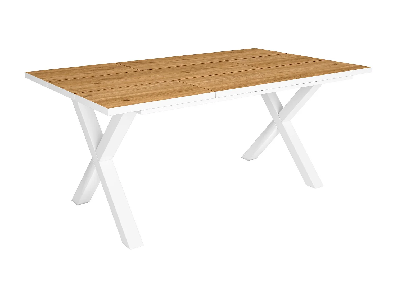 Table à manger, 8 personnes, 167x90x75cm, Robuste et stable grâce à sa structure et aux pieds solides,  Chêne et blanc, industriel