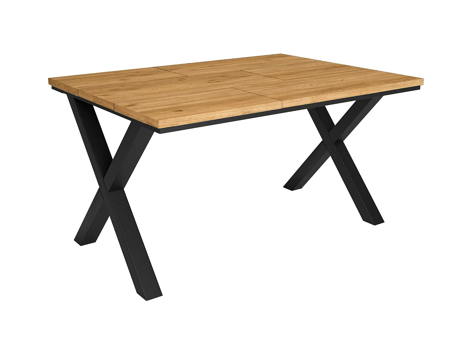 Mesa de Comedor, 6 Comensales, 140x90x75cm, Robusta y estable gracias a su estructura y patas macizas, Roble, Estilo Industrial