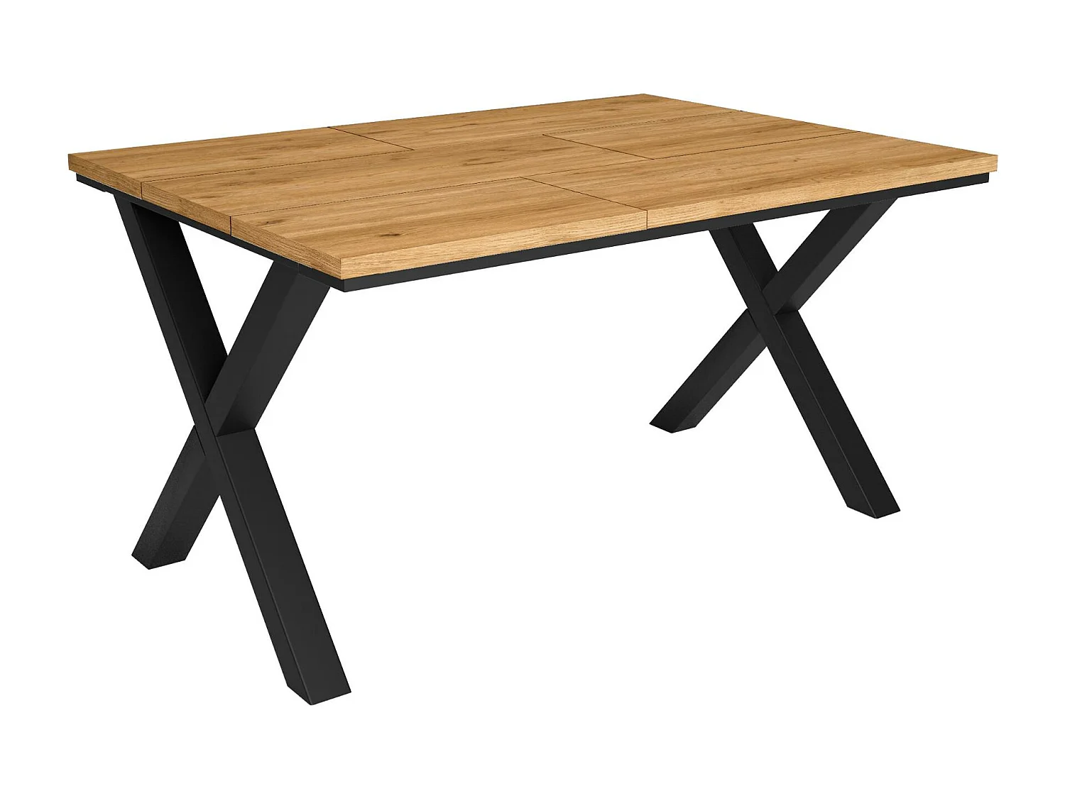 Table à manger, 6 personnes, 140x90x75cm, Robuste et stable grâce à sa structure et aux pieds solides, Chêne, Style industriel