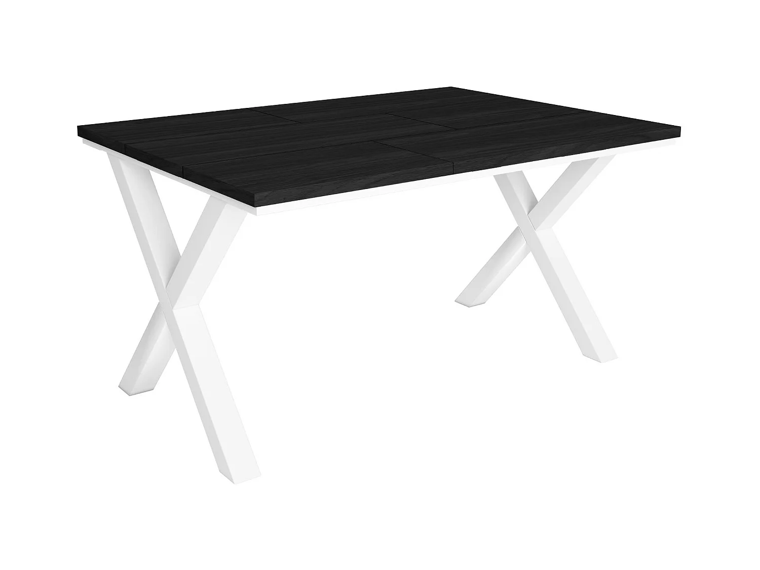 Eettafel, 6 personen, 140x90x75cm, Robuust en stabiel dankzij zijn structuur en solide poten, Zwart, Industriële stijl