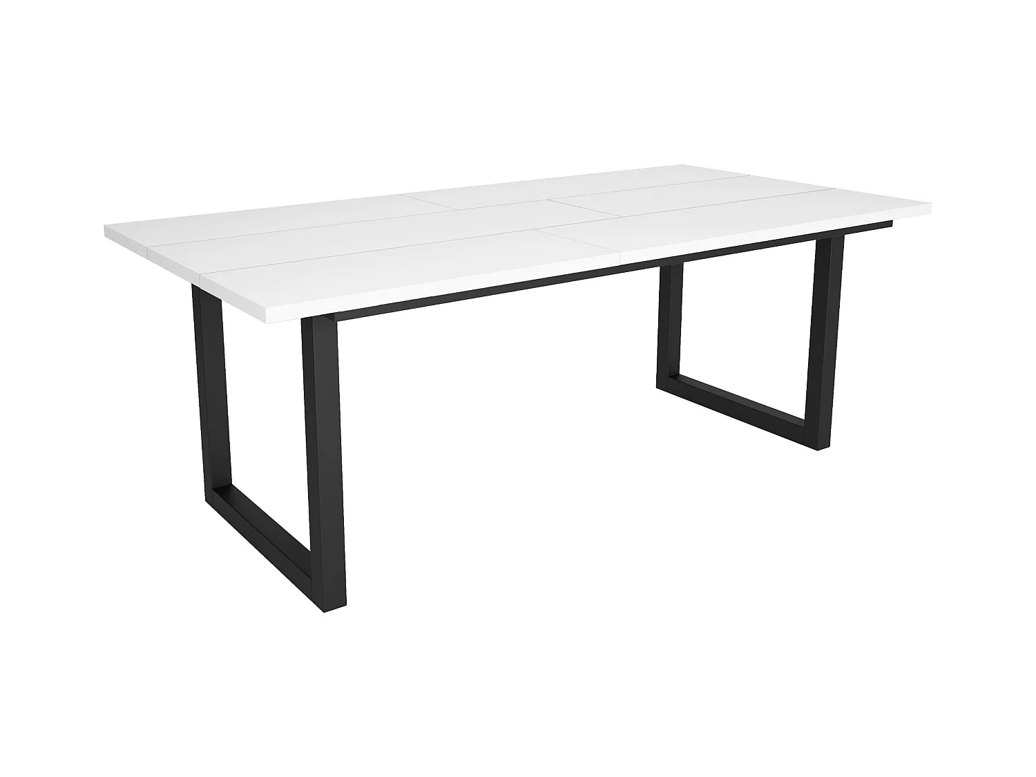 Mesa de Comedor, 10 Comensales, 194x90x75cm, Robusta y estable gracias a su estructura y patas macizas, Blanco, Estilo Industrial