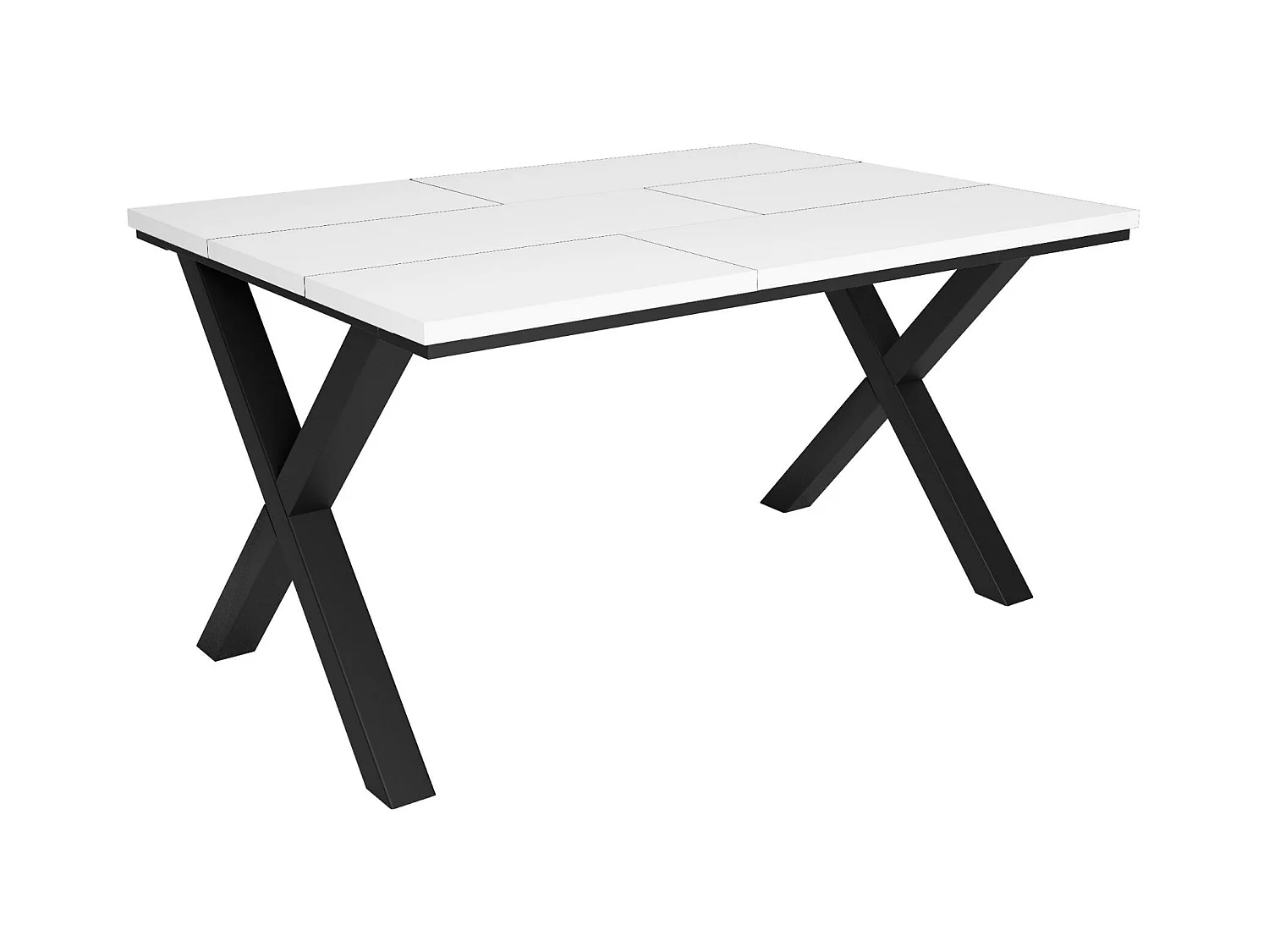 Eettafel, 6 personen, 140x90x75cm, Robuust en stabiel dankzij zijn structuur en solide poten, Wit, Industriële stijl