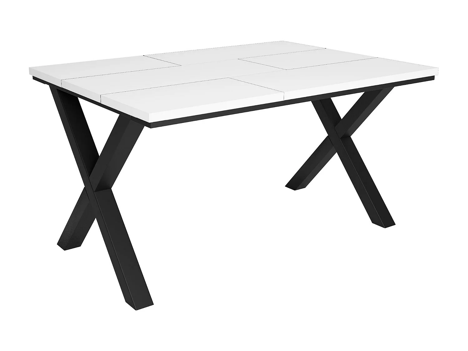 Eettafel, 6 personen, 140x90x75cm, Robuust en stabiel dankzij zijn structuur en solide poten, Wit, Industriële stijl