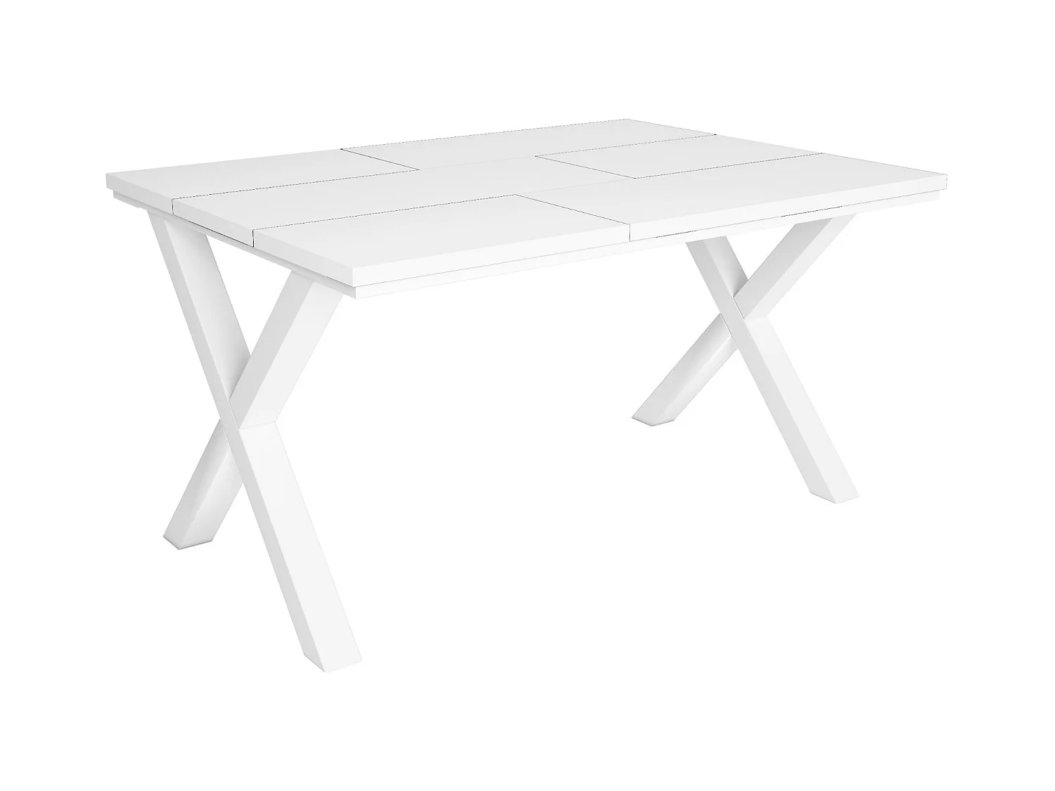 Table à manger, 6 personnes, 140x90x75cm, Robuste et stable grâce à sa structure et aux pieds solides, Blanc, Style industriel