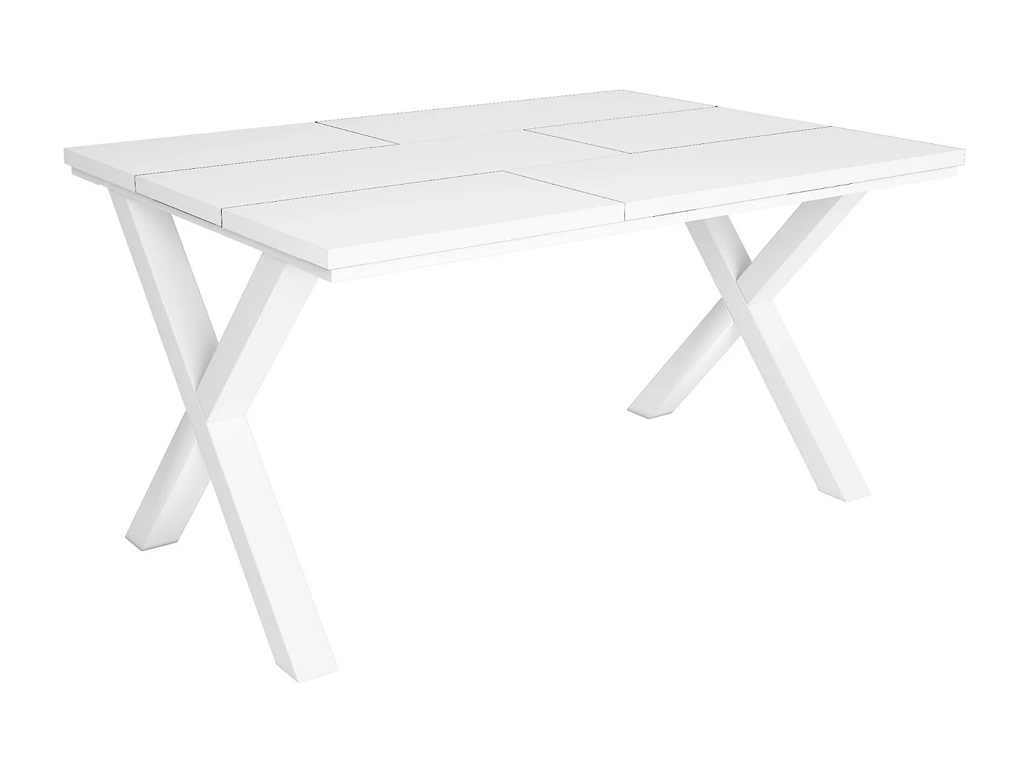 Table à manger, 6 personnes, 140x90x75cm, Robuste et stable grâce à sa structure et aux pieds solides, Blanc, Style industriel