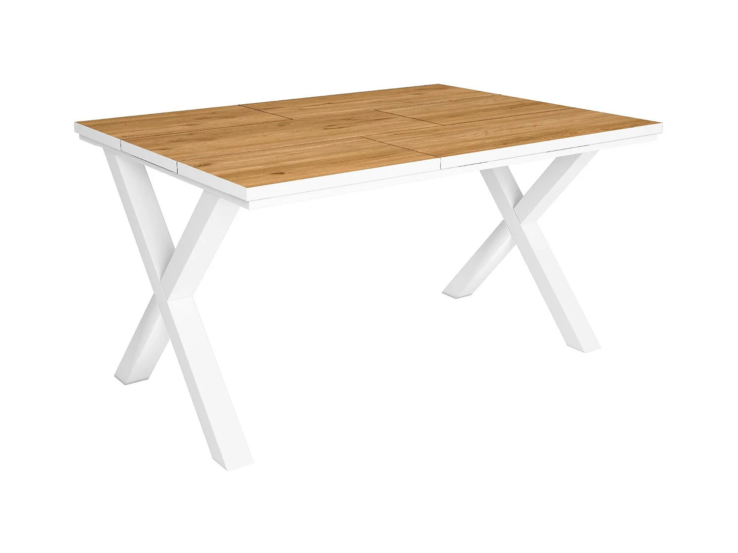 Table à manger, 6 personnes, 140, Robust, structure stable, pieds solides,  Chêne et blanc