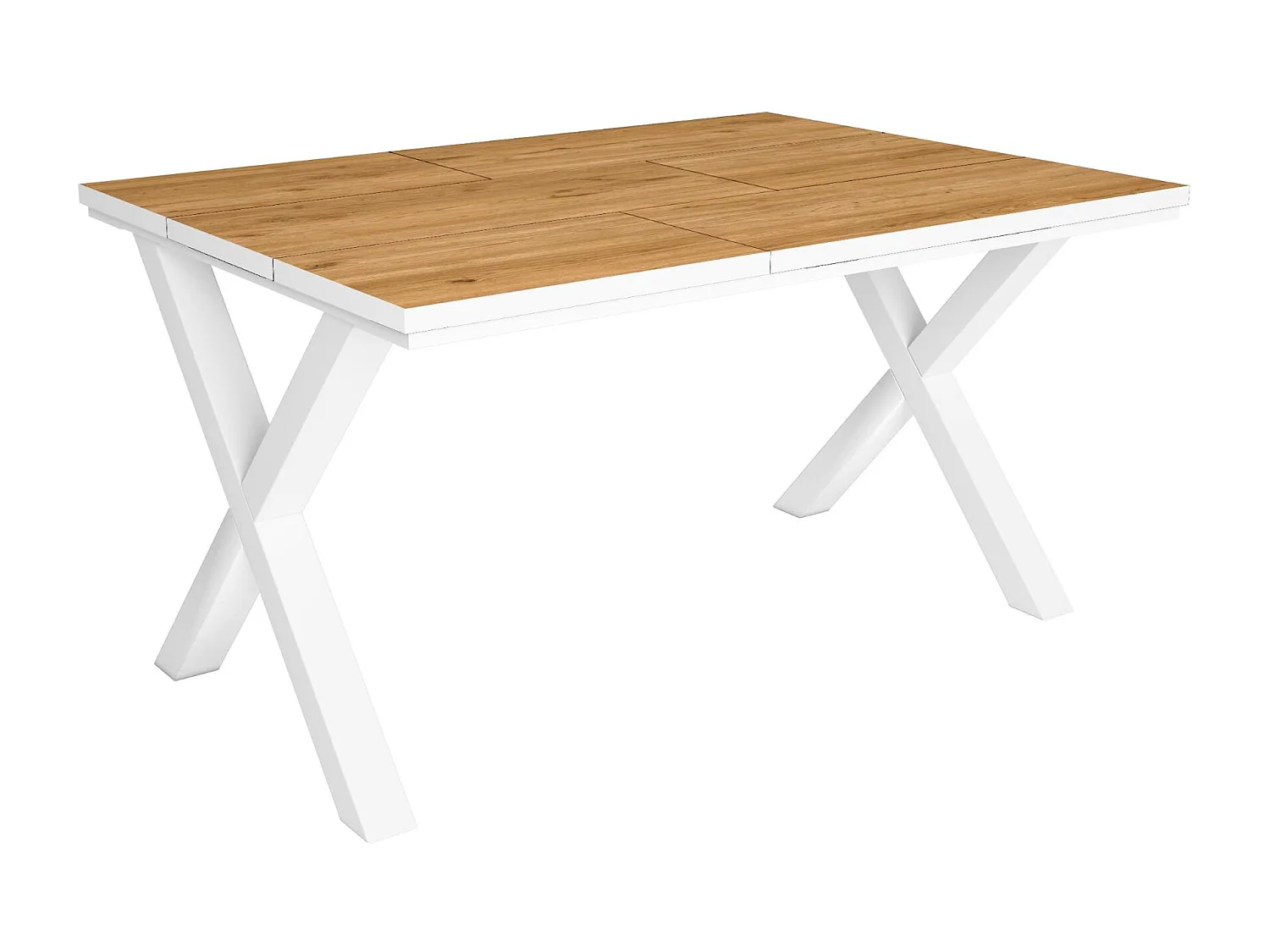 Table à manger, 6 personnes, 140, Robust, structure stable, pieds solides,  Chêne et blanc