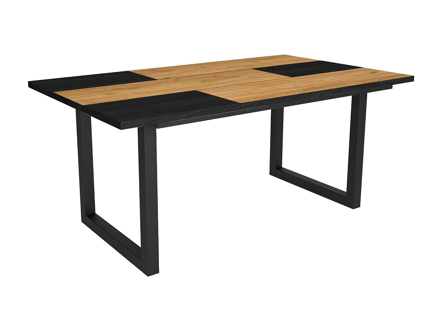 Eettafel, 8 personen, 167x90x75cm, Robuust en stabiel dankzij zijn structuur en solide poten, Eik en zwart, Industriële stijl