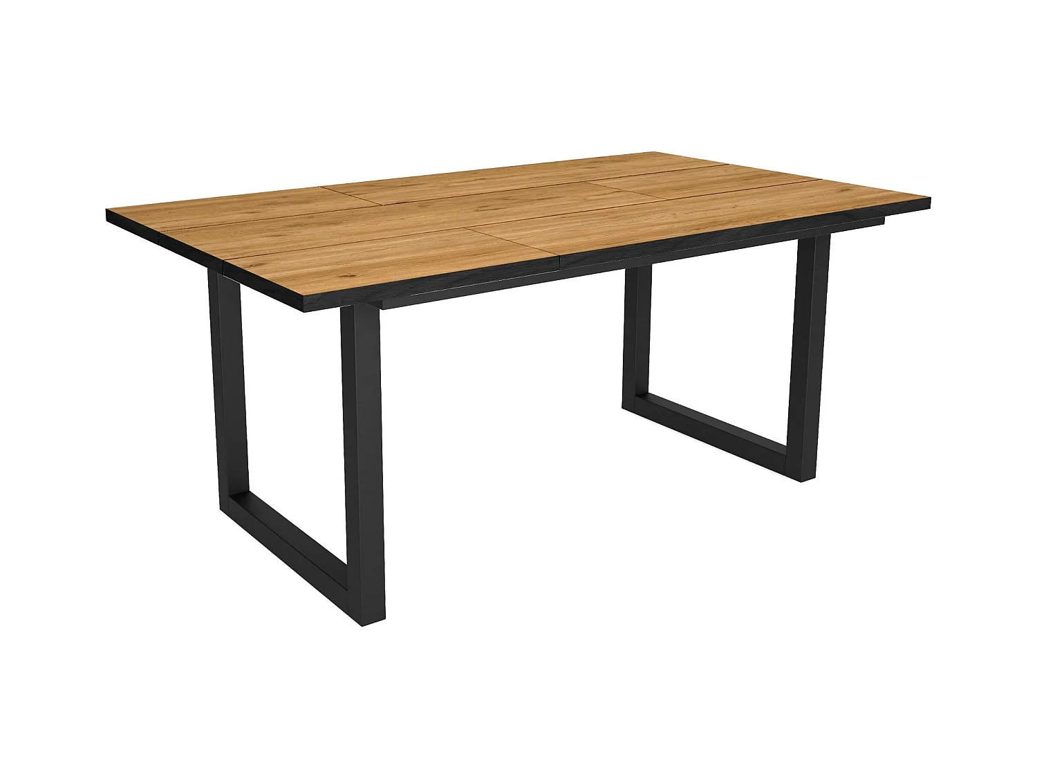 Mesa de Comedor, 8 Comensales, 167x90x75cm, Robusta y estable gracias a su estructura y patas macizas, Roble y Borde Negro, Industrial
