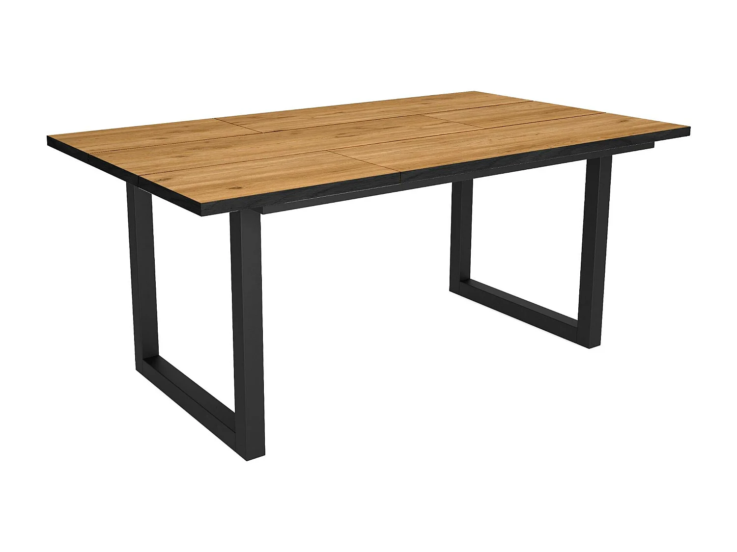 Table à manger, 8 personnes, 167x90x75cm, Robuste et stable grâce à sa structure et aux pieds solides,  Chêne et noir, industriel