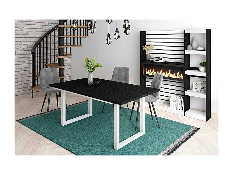 Esstische, 8 personen, 167x90x75cm, Robust und stabil dank seiner Struktur und solide Beine, Schwarz, Industrielles Stil