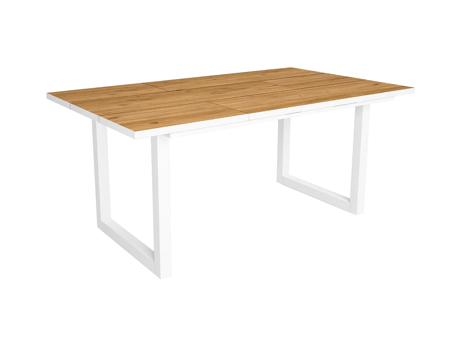 Eettafel, 8 personen, 167x90x75cm, Robuust en stabiel dankzij zijn structuur en solide poten, Eiken en witte , Industriële stijl