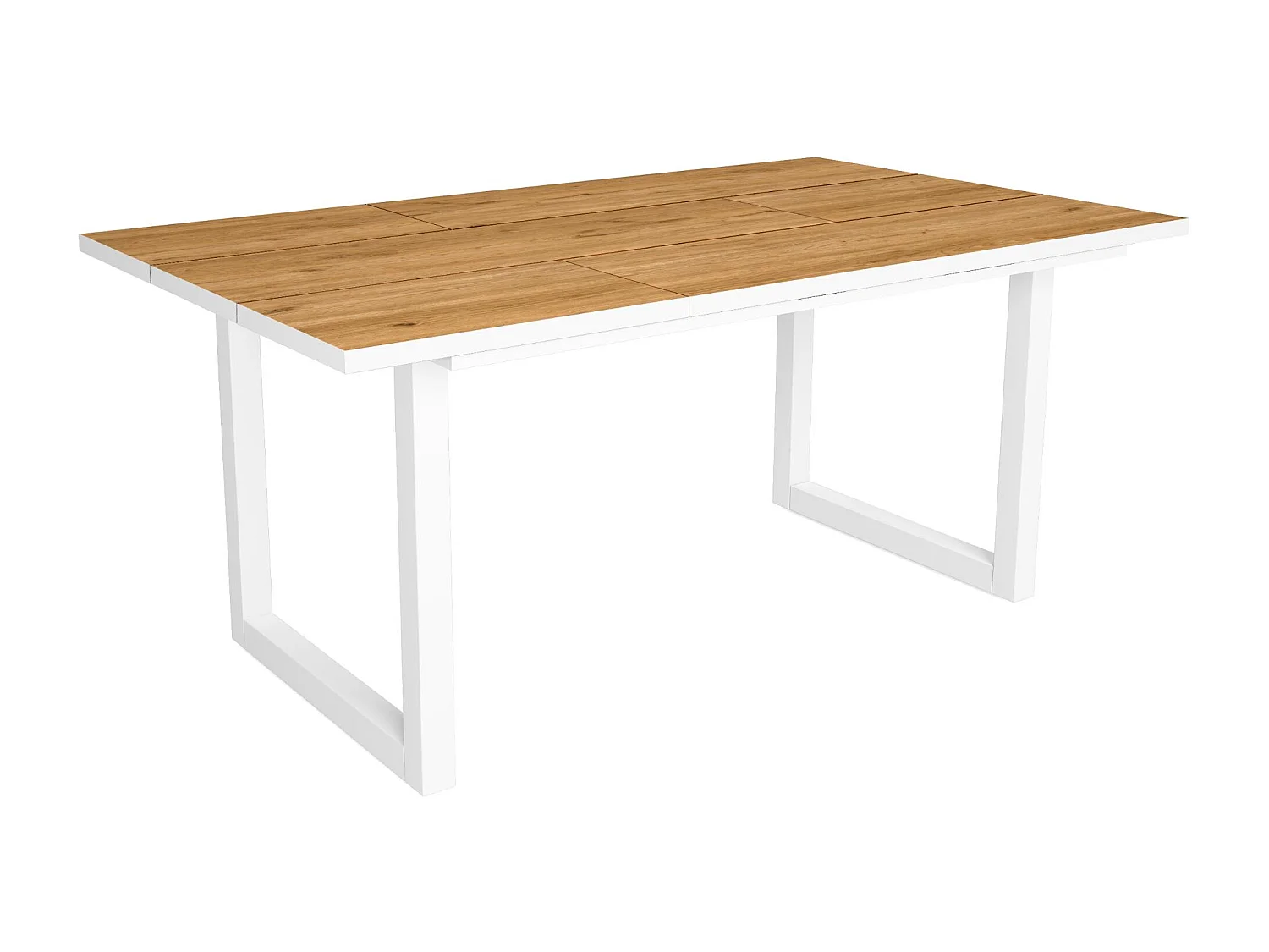 Table à manger, 8 personnes, 167x90x75cm, Robuste et stable grâce à sa structure et aux pieds solides,  Chêne et blanc, industriel