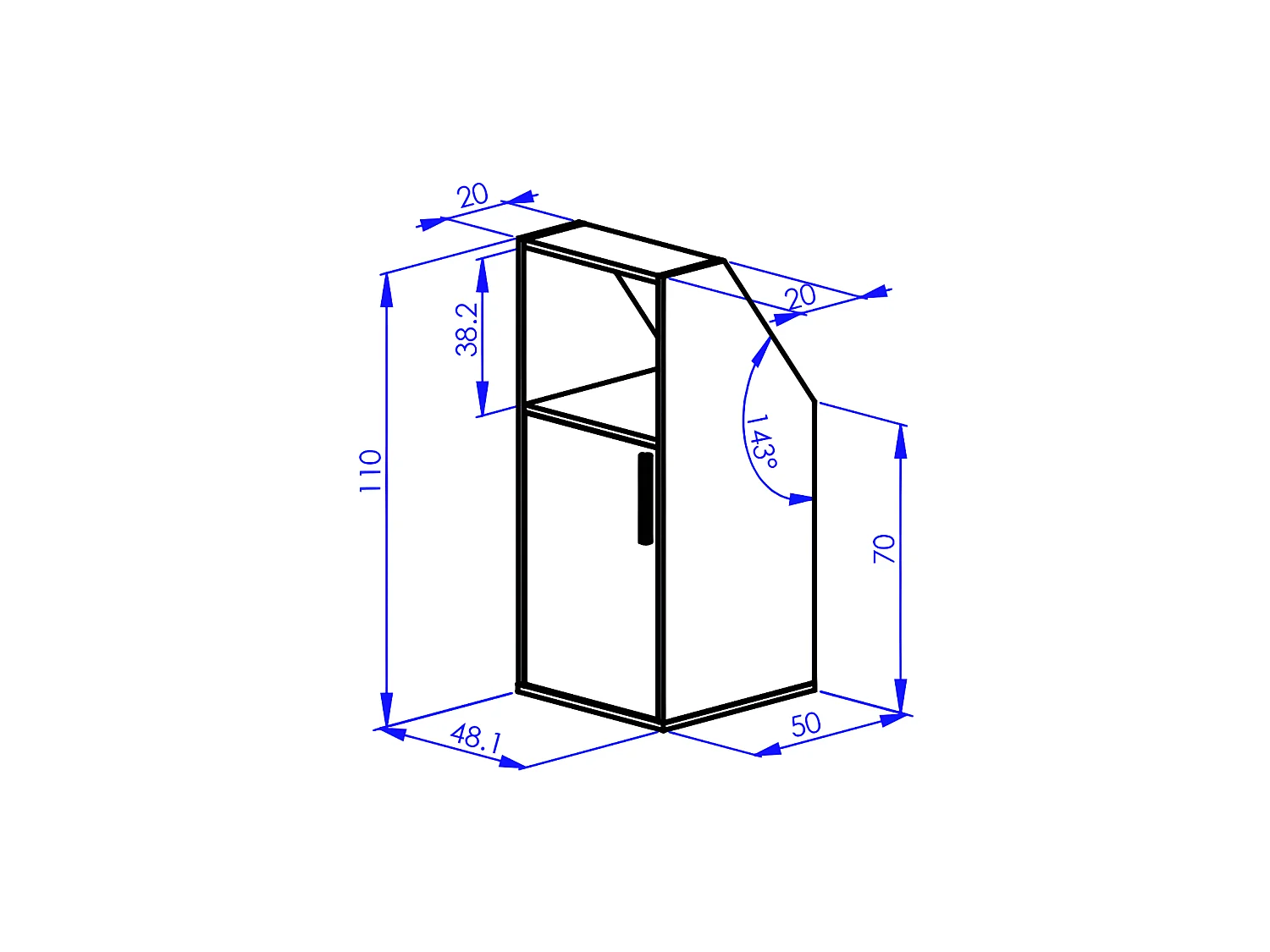 Schrank unter Dachschräge mit 3 Türen & 1 Ablage - Weiß & Holzfarben - ADEZIO