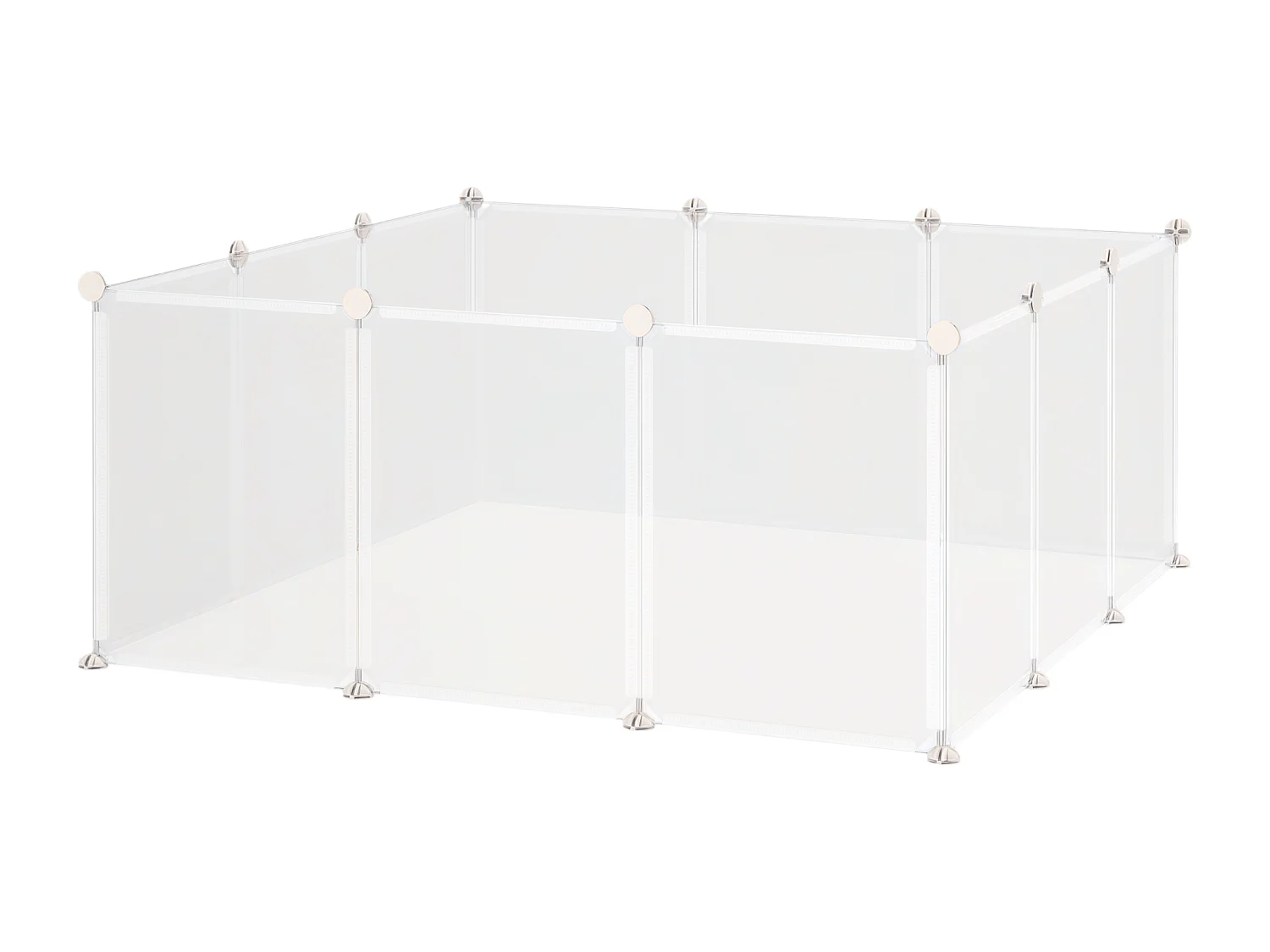 Cage parc enclos modulable petits animaux - dim. 105L x 105l x 45H cm - 12 panneaux résine PP opaque