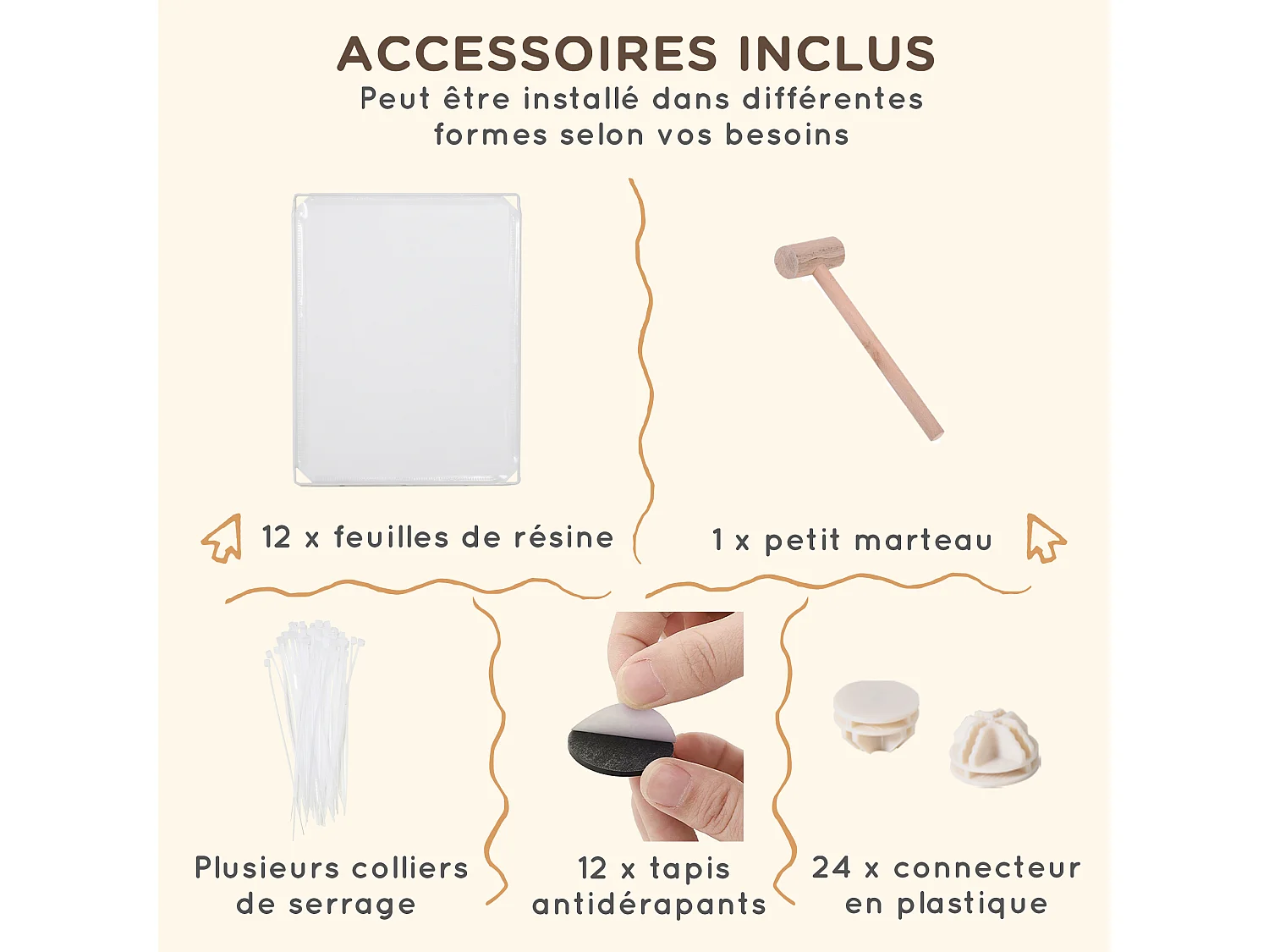 Cage parc enclos modulable petits animaux - dim. 105L x 105l x 45H cm - 12 panneaux résine PP opaque