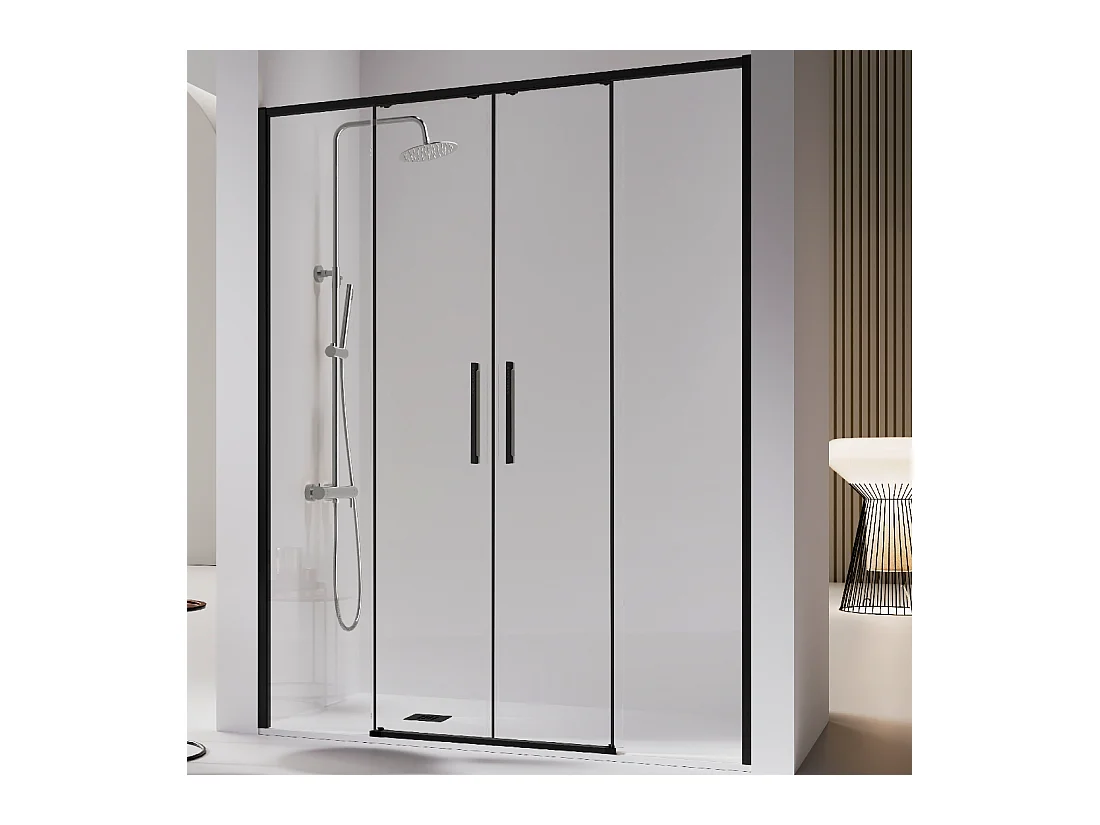 Frontal de ducha 2 Fijos + 2 Puertas Correderas 177-179.6 cm DELTA 2 Negro