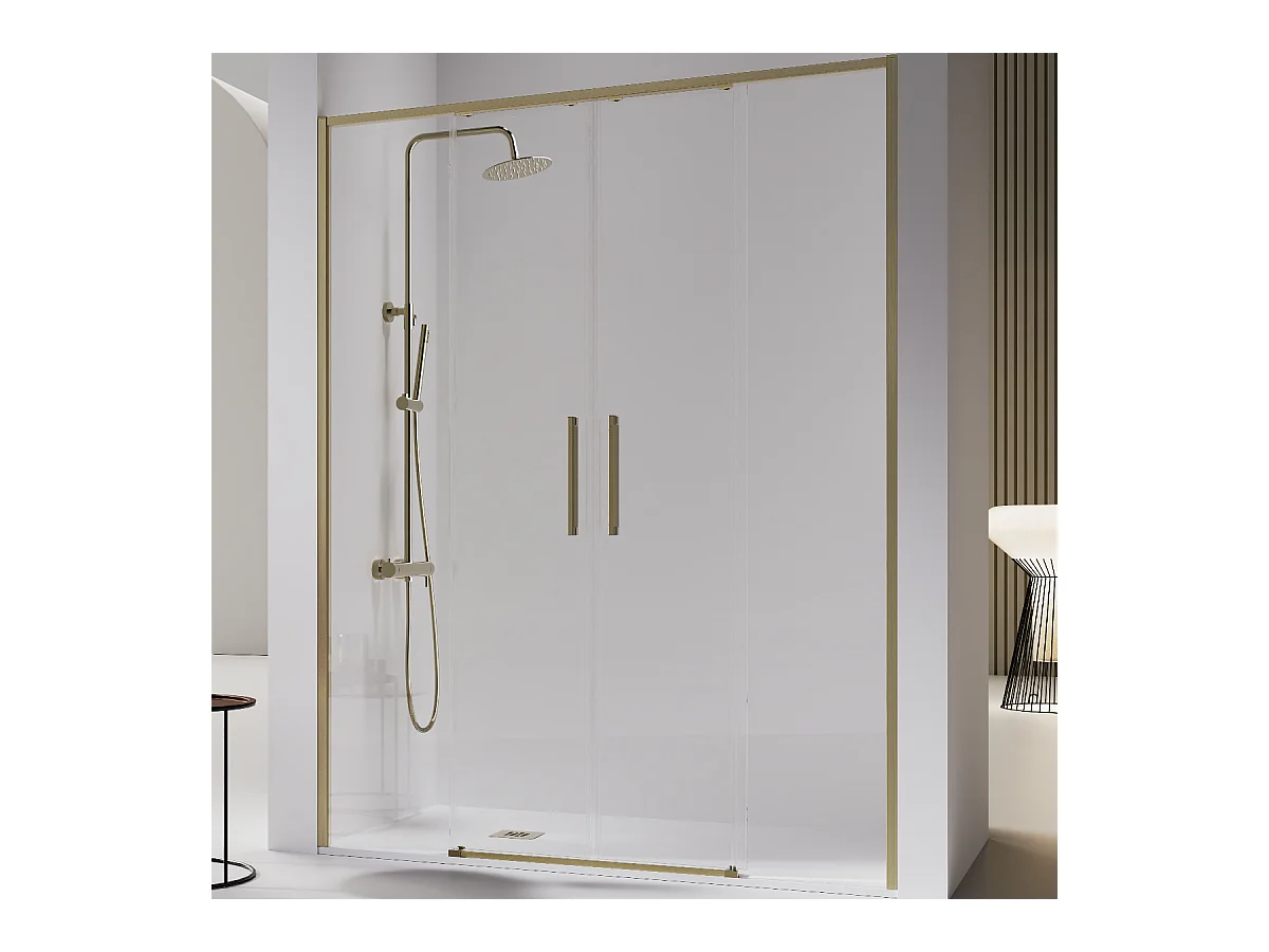 Frontal de ducha 2 Fijos + 2 Puertas Correderas 131-133.6 cm DELTA 2 Dorado