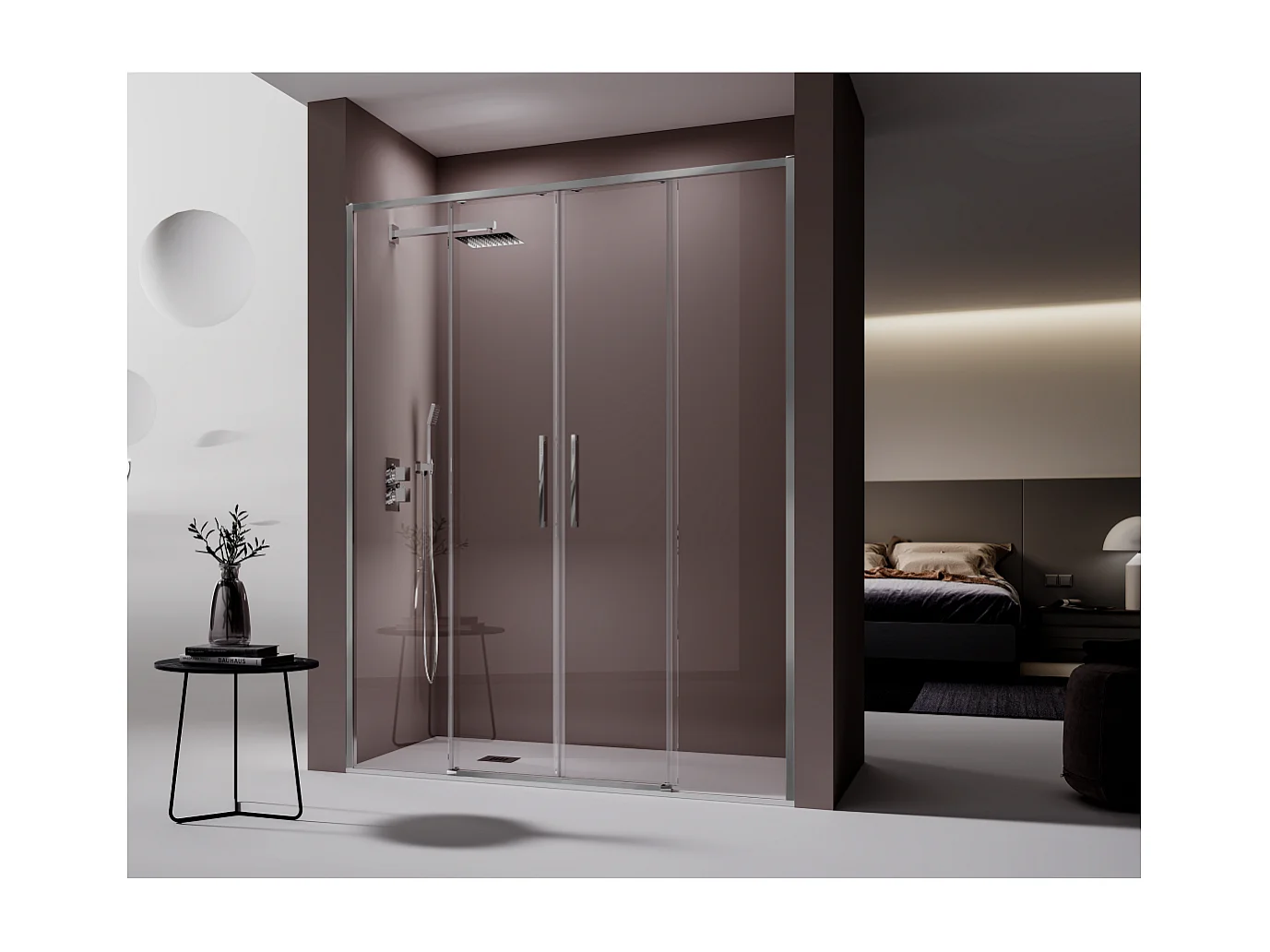 Paroi de douche 2 verres fixes + 2 portes coulissantes DELTA 145-147.6 cm