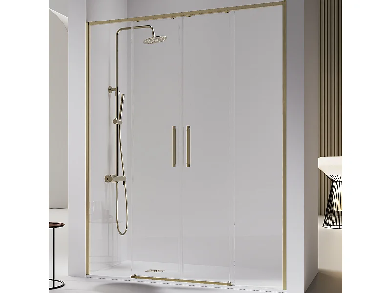 Frontal de ducha 2 Fijos + 2 Puertas Correderas 173-175.6 cm DELTA 2 Dorado
