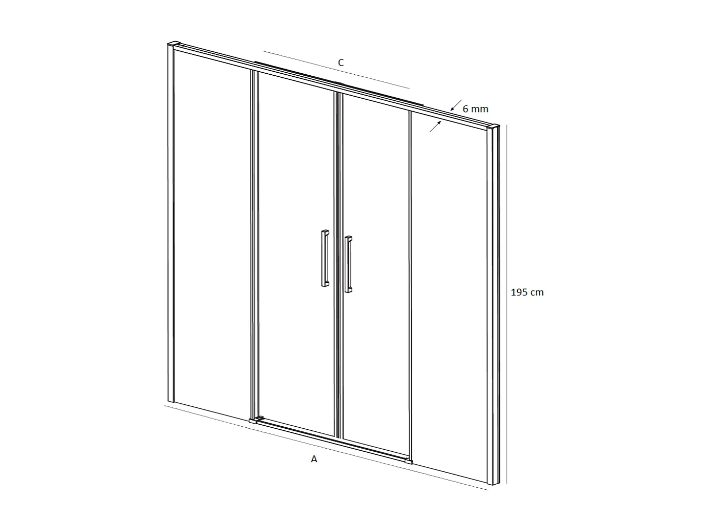 Frontal de ducha 2 Fijos + 2 Puertas Correderas 137-139.6 cm DELTA 2 Cromado