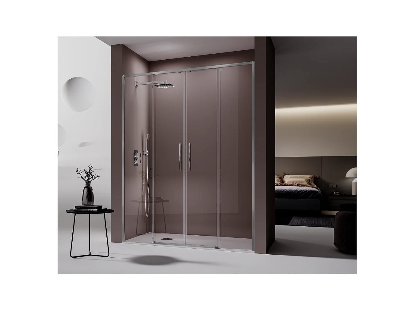 Paroi de douche 2 verres fixes + 2 portes coulissantes DELTA 158-160.6 cm